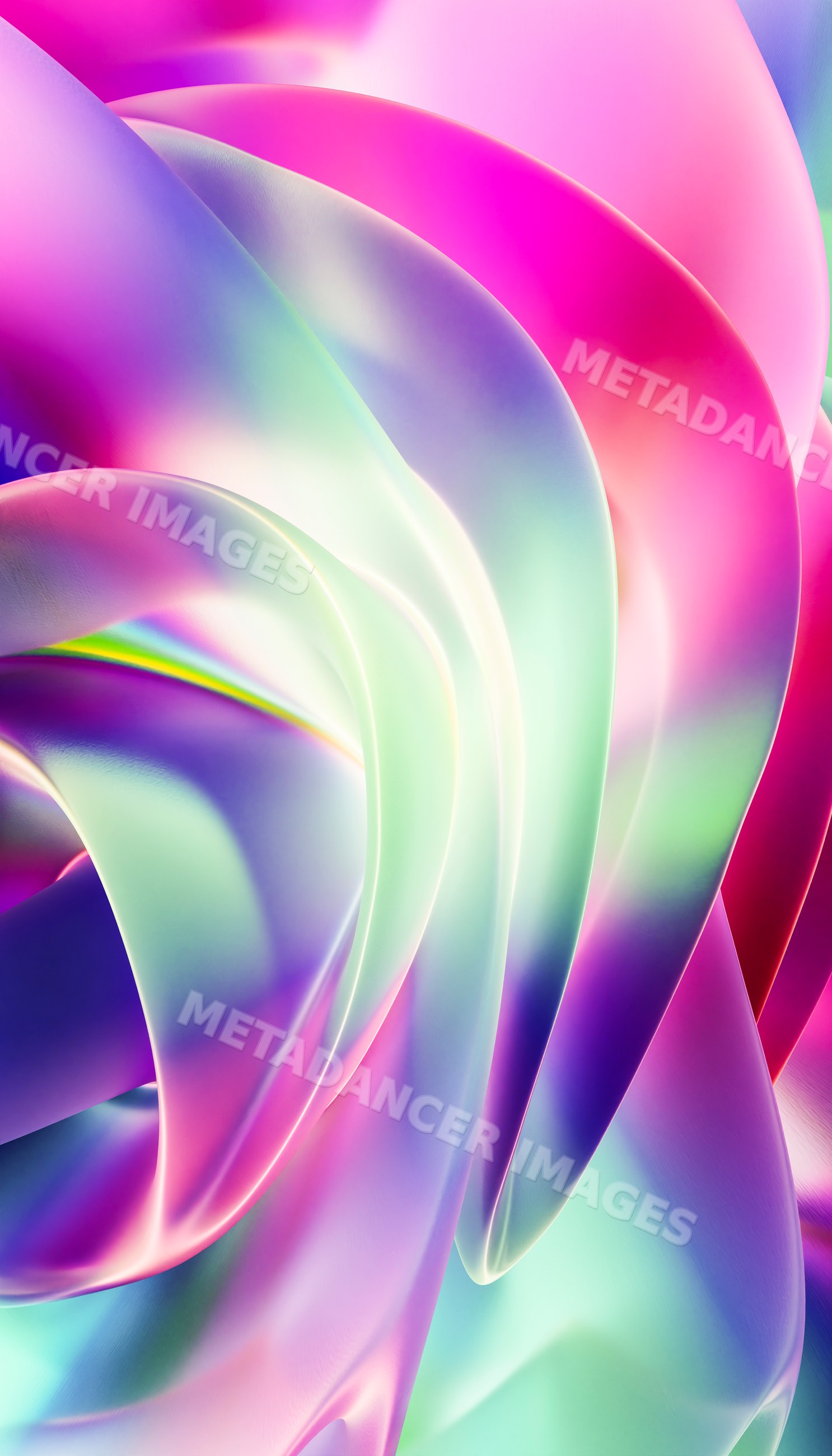 Abstract flowing curves with vibrant pink, purple and cyan gradients