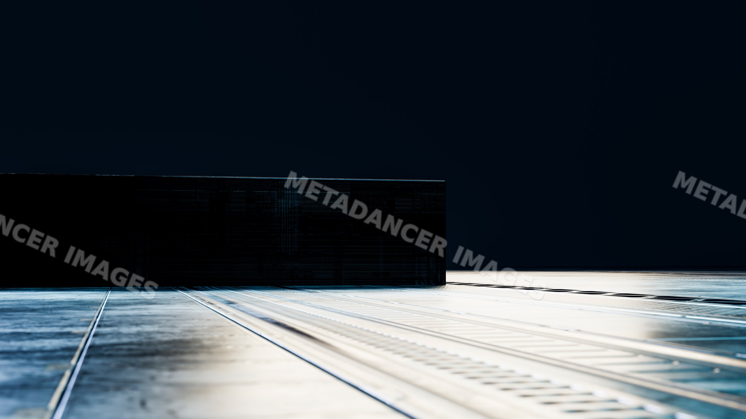 Reflective floor with striped lines in modern interior lighting