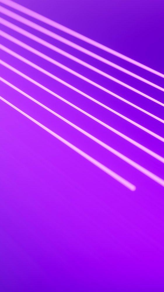 Parallel glowing lines with shadow on purple gradient background