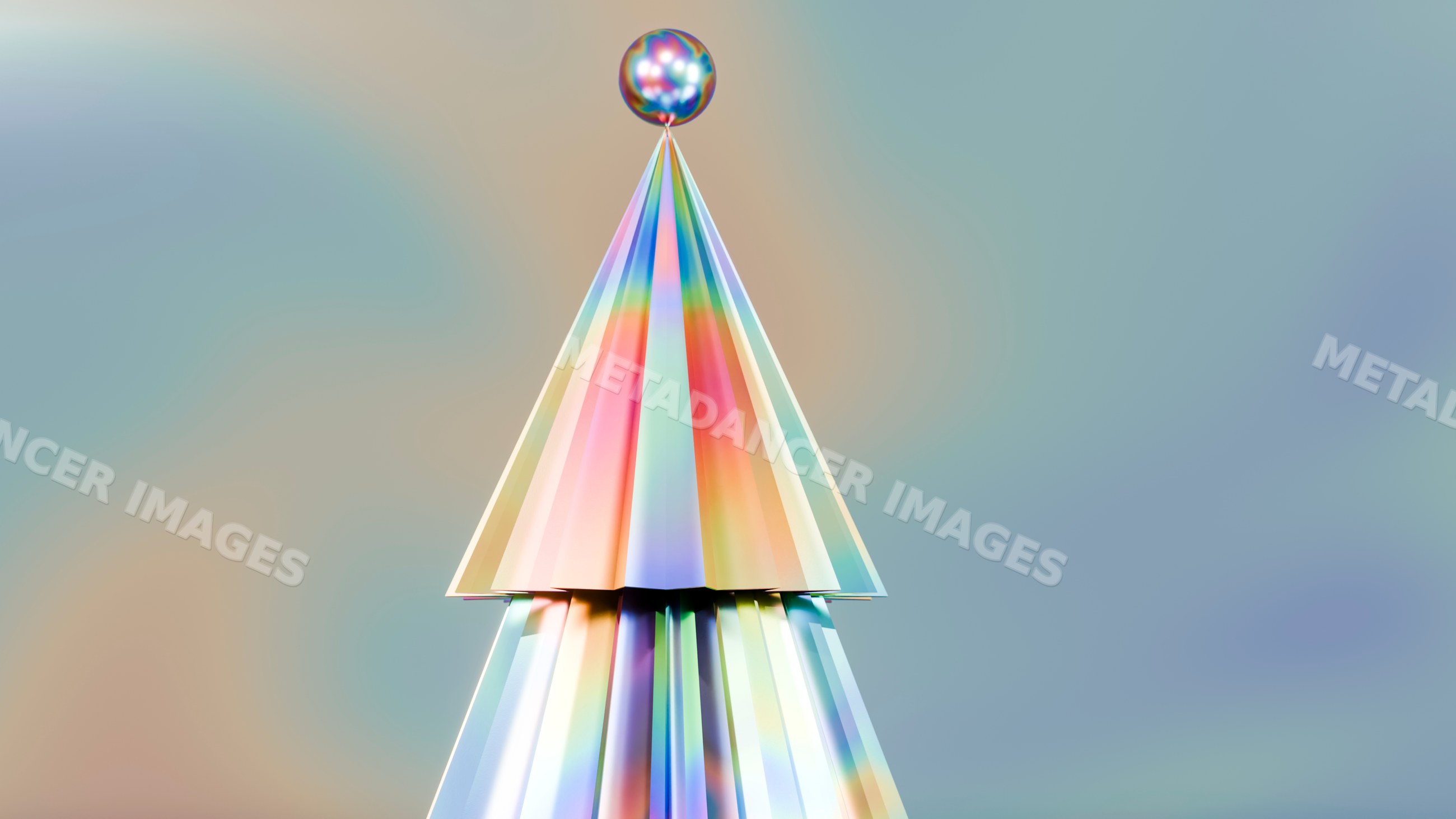 Abstract multicolor geometric christmas tree decoration with sphere
