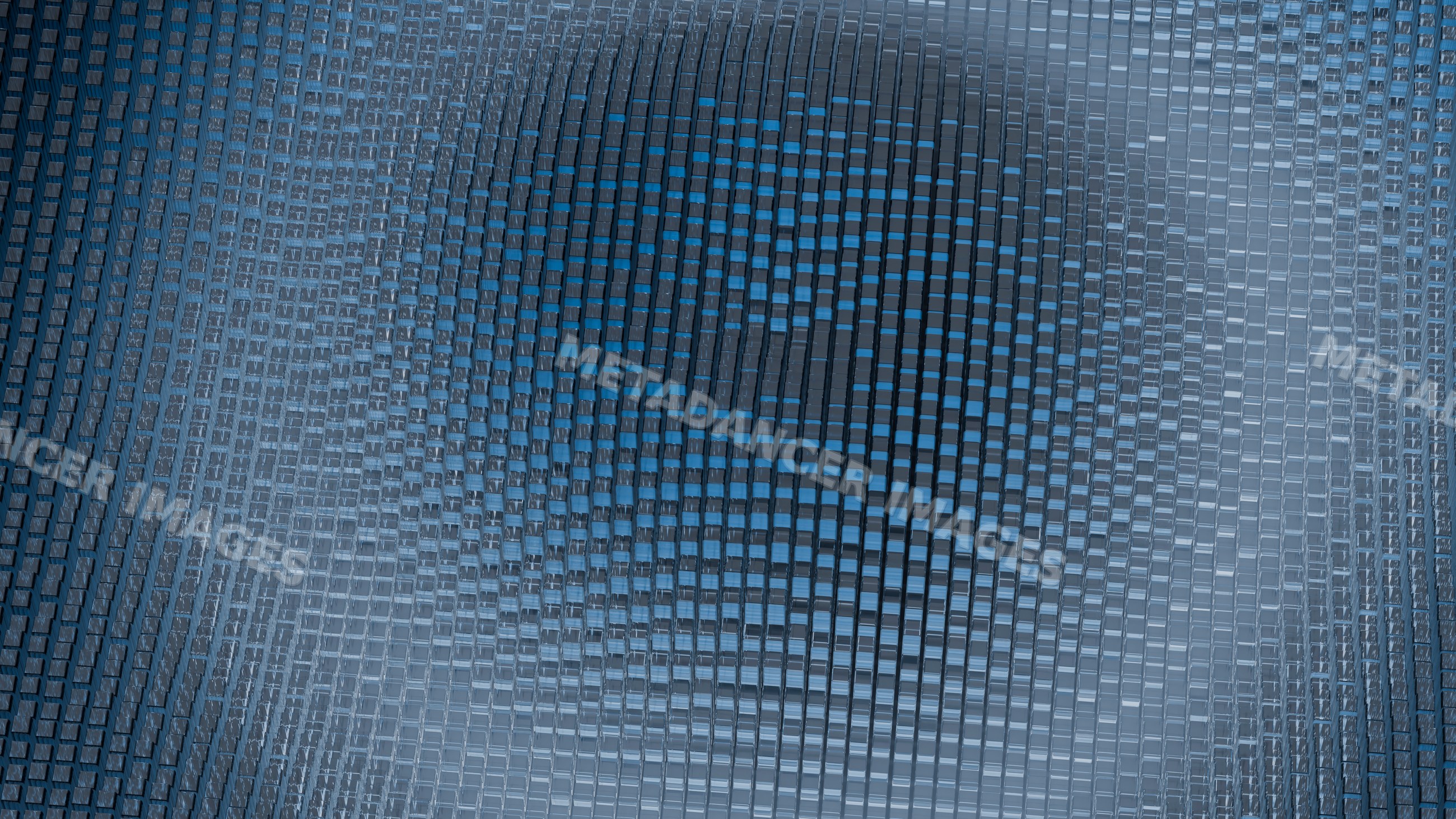Blue 3d cubes arranged in repeating geometric pattern