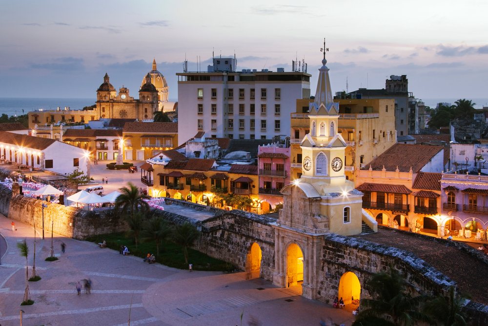 Puerta del reloj clock tower and city wall colombia