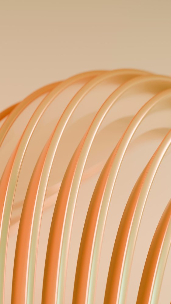 Abstract 3d illustration of smooth golden orange curved lines
