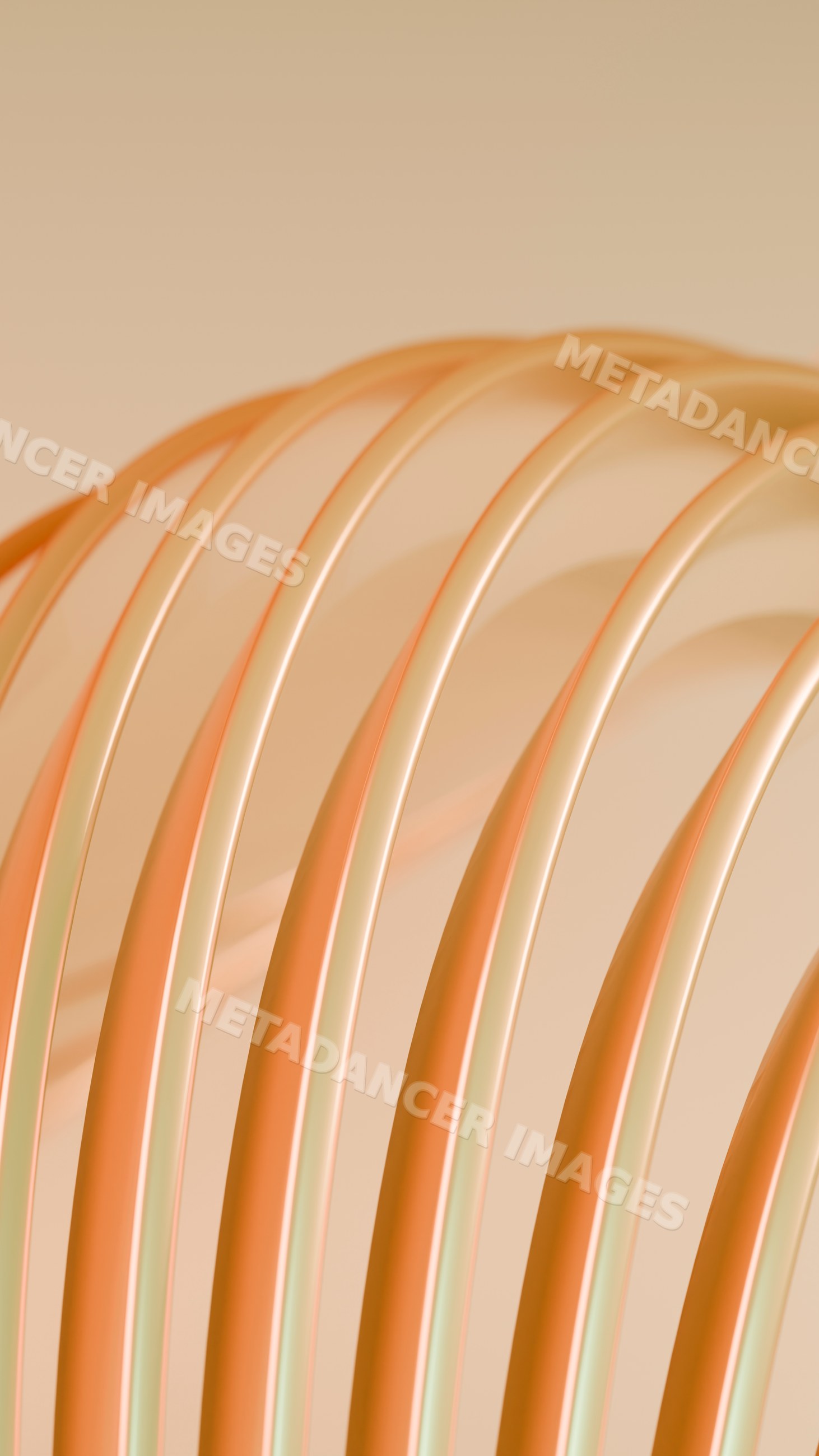 Abstract 3d illustration of smooth golden orange curved lines