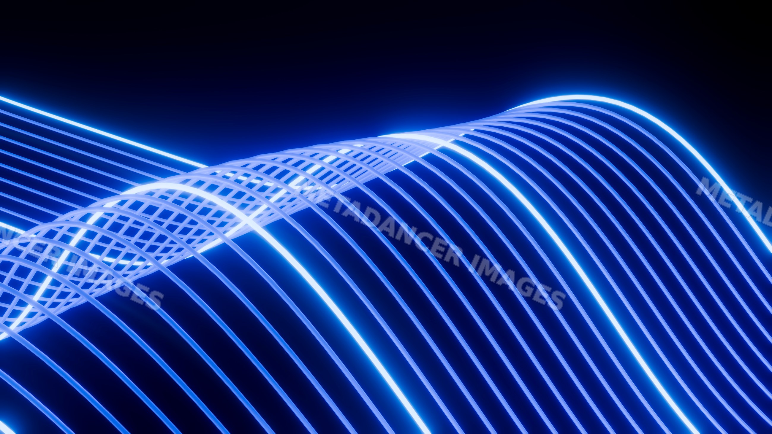Blue neon curved lines wave abstract digital illustration