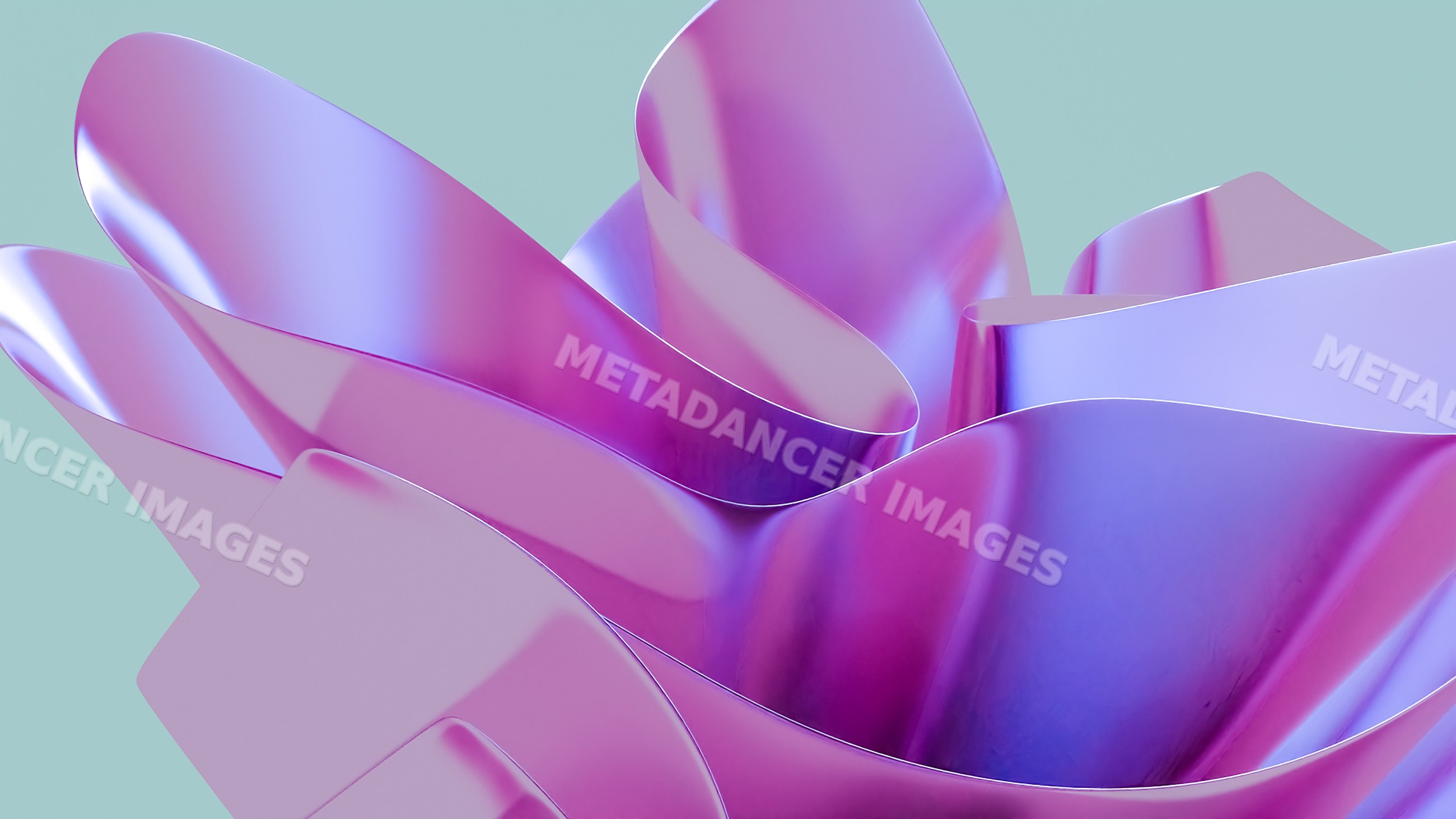 Abstract render of smooth metallic purple and pink curved shapes