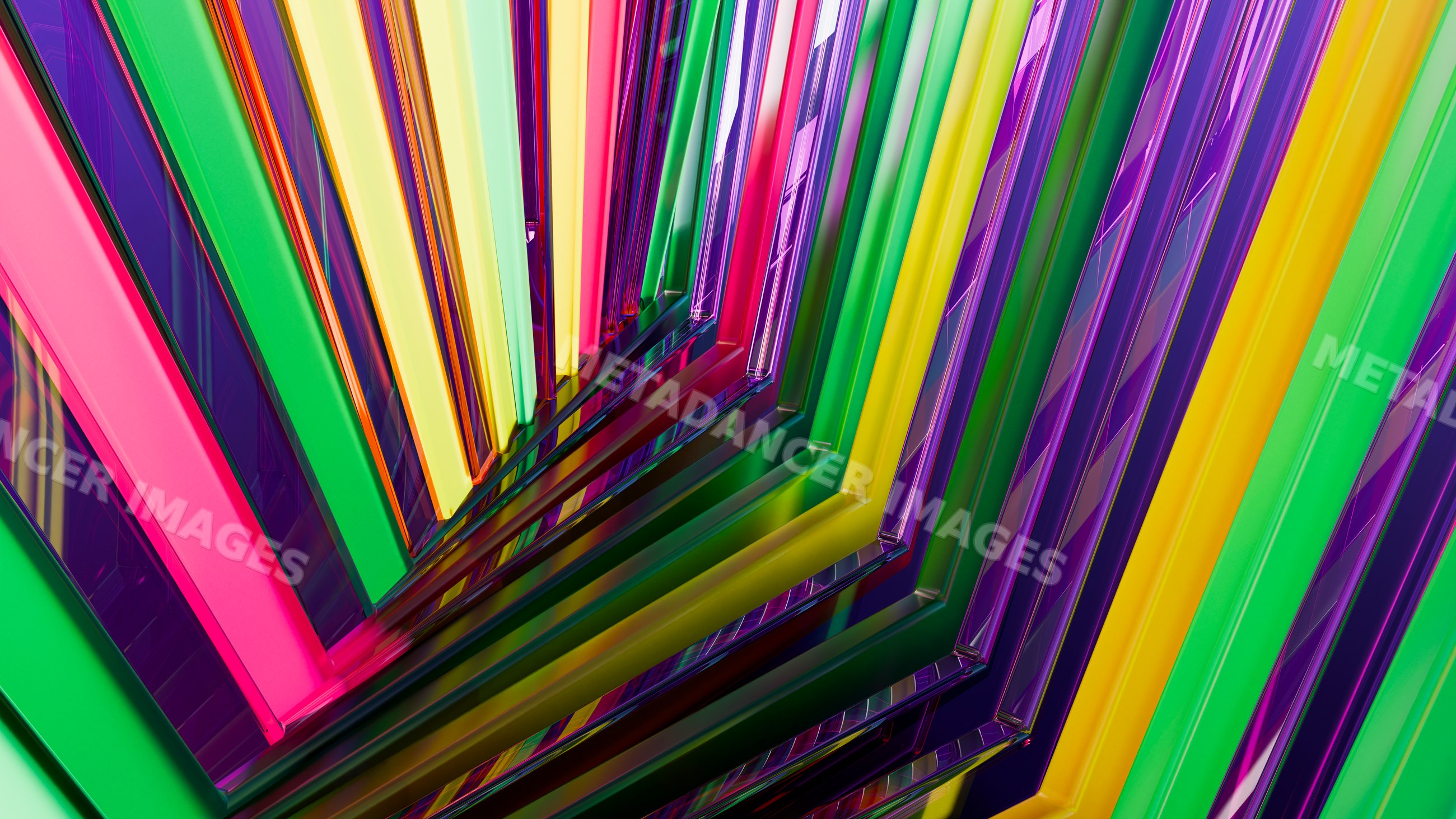 Colorful abstract geometric pattern with vivid stripes and reflections