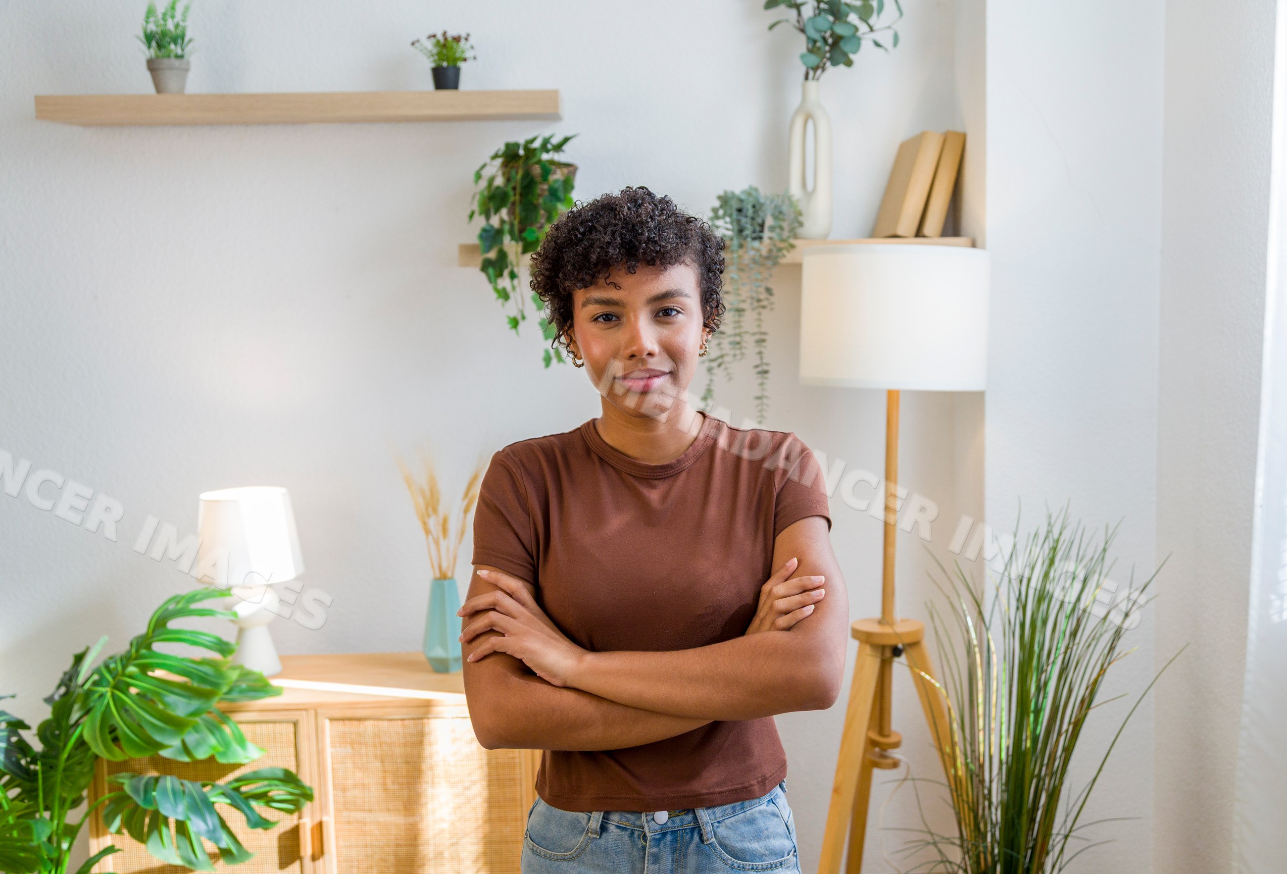 Young African American woman standing confidently