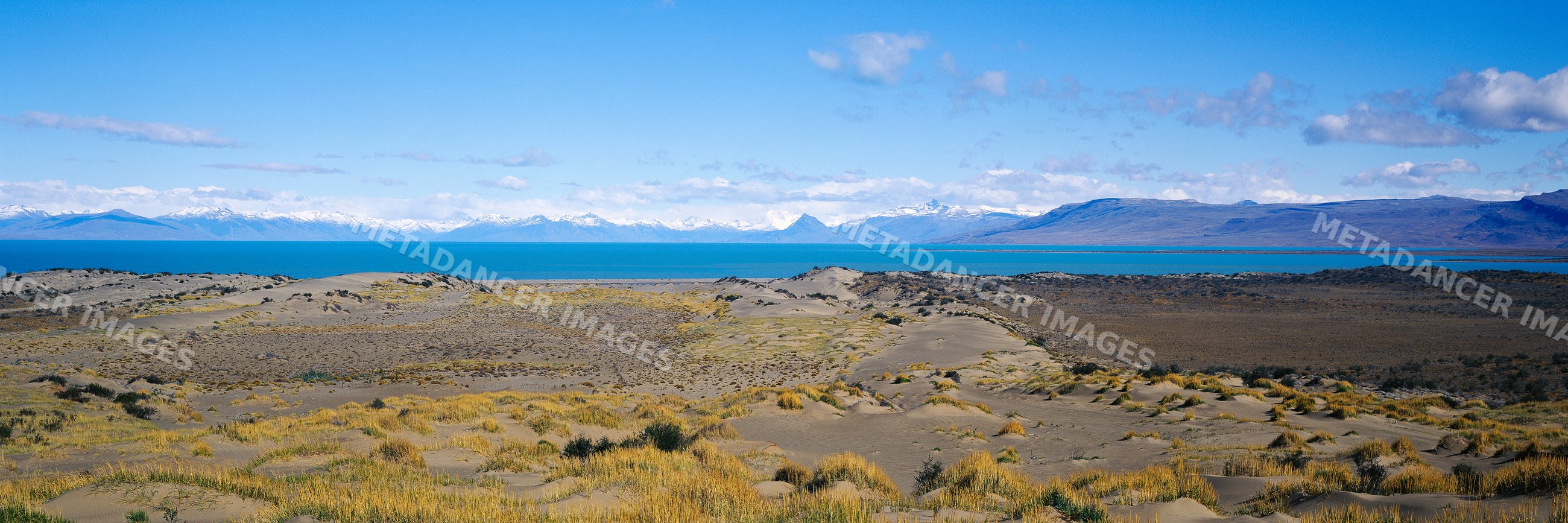 Lago argentino lake with snow-capped mountains