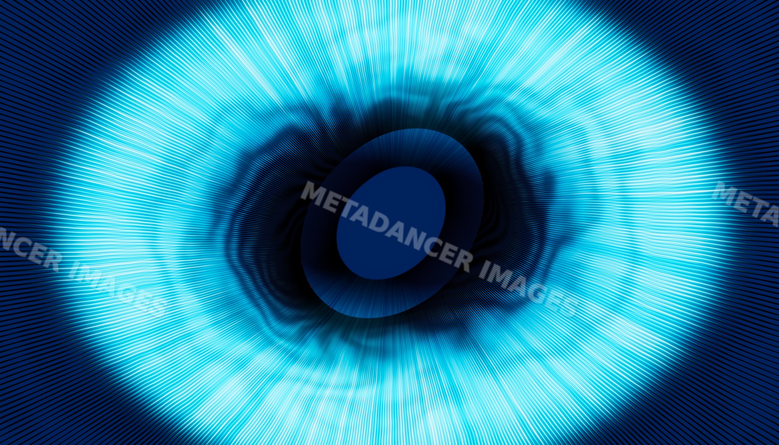 Abstract glowing blue radial ring with dark center digital art