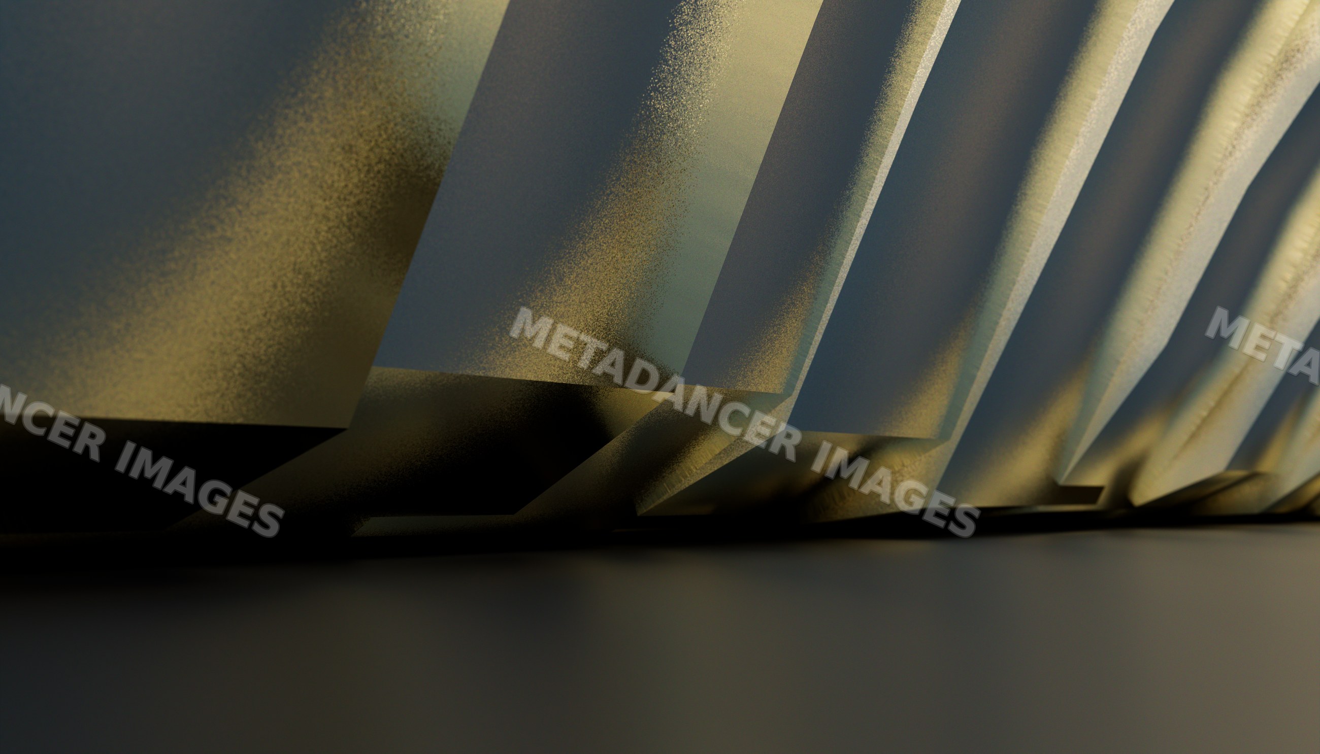 Close-up of abstract metallic steel columns with geometric shadows