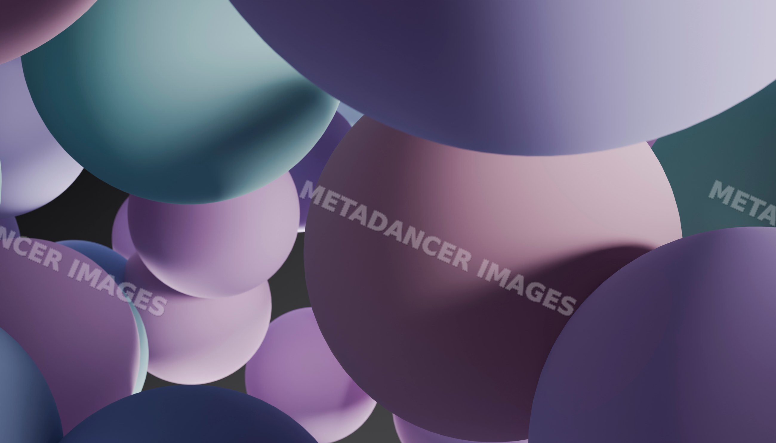 Abstract 3d rendering of colorful floating spheres with soft lighting