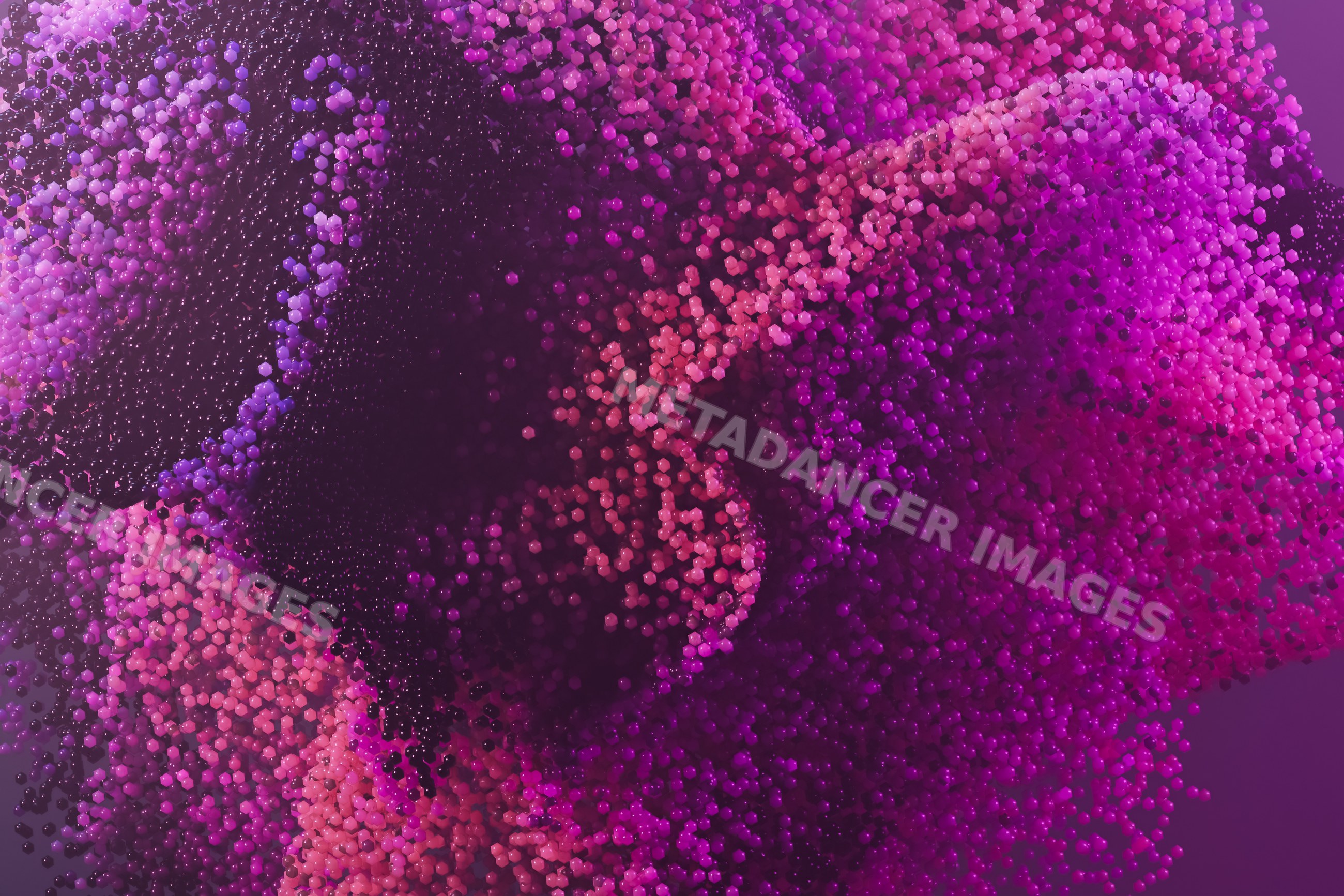 Abstract digital background with flowing hexagonal particles