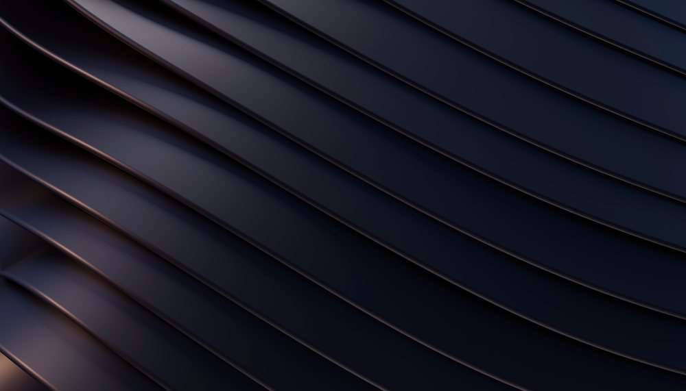 Dark abstract waves with smooth curved layers in a digital rendering