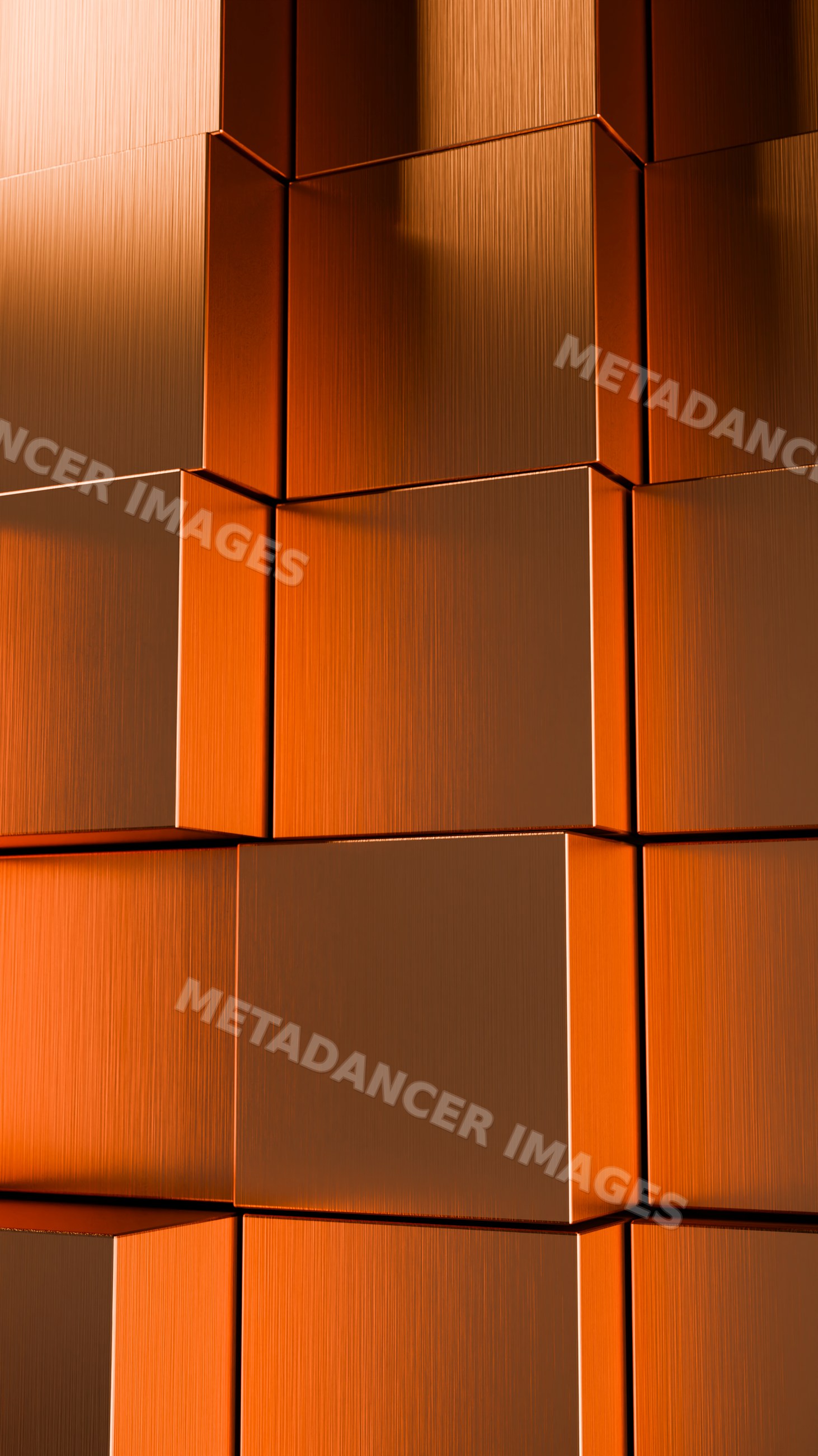 Stacked orange corrugated boxes with textured surfaces