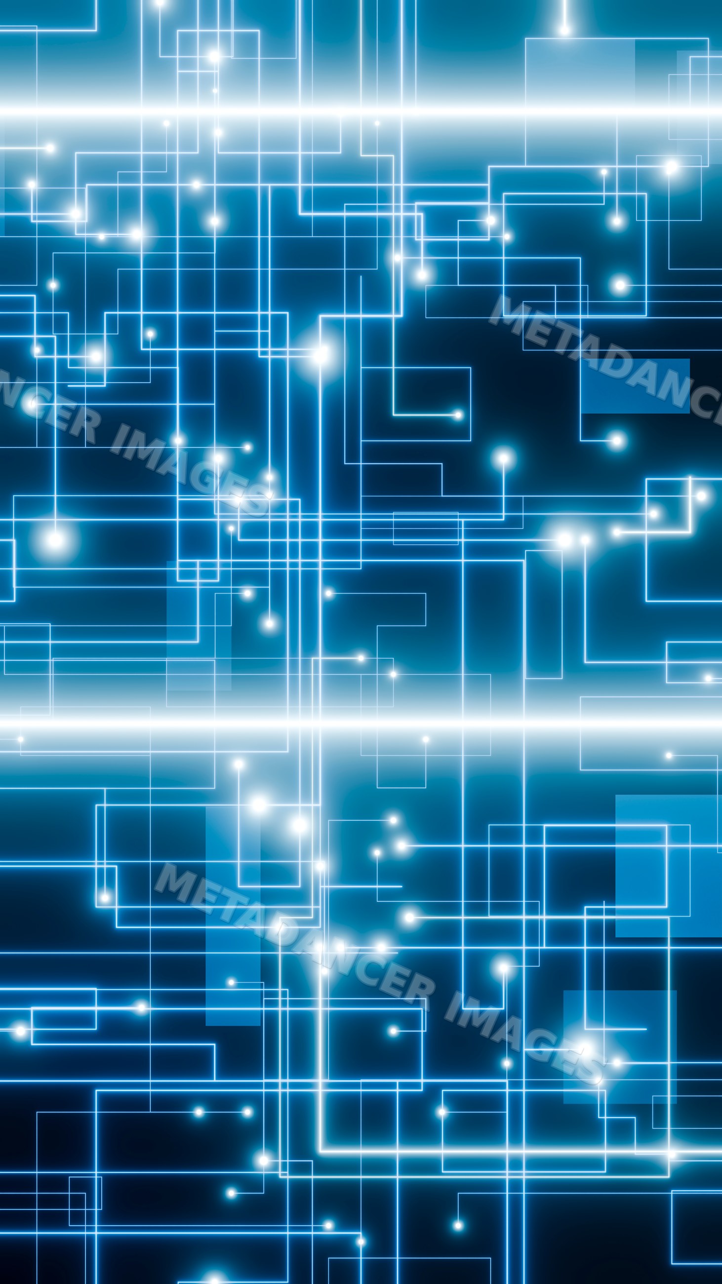 Abstract digital circuit with glowing blue lines representing