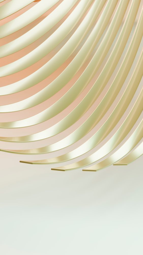 Abstract curved gold metallic bars illustration with smooth