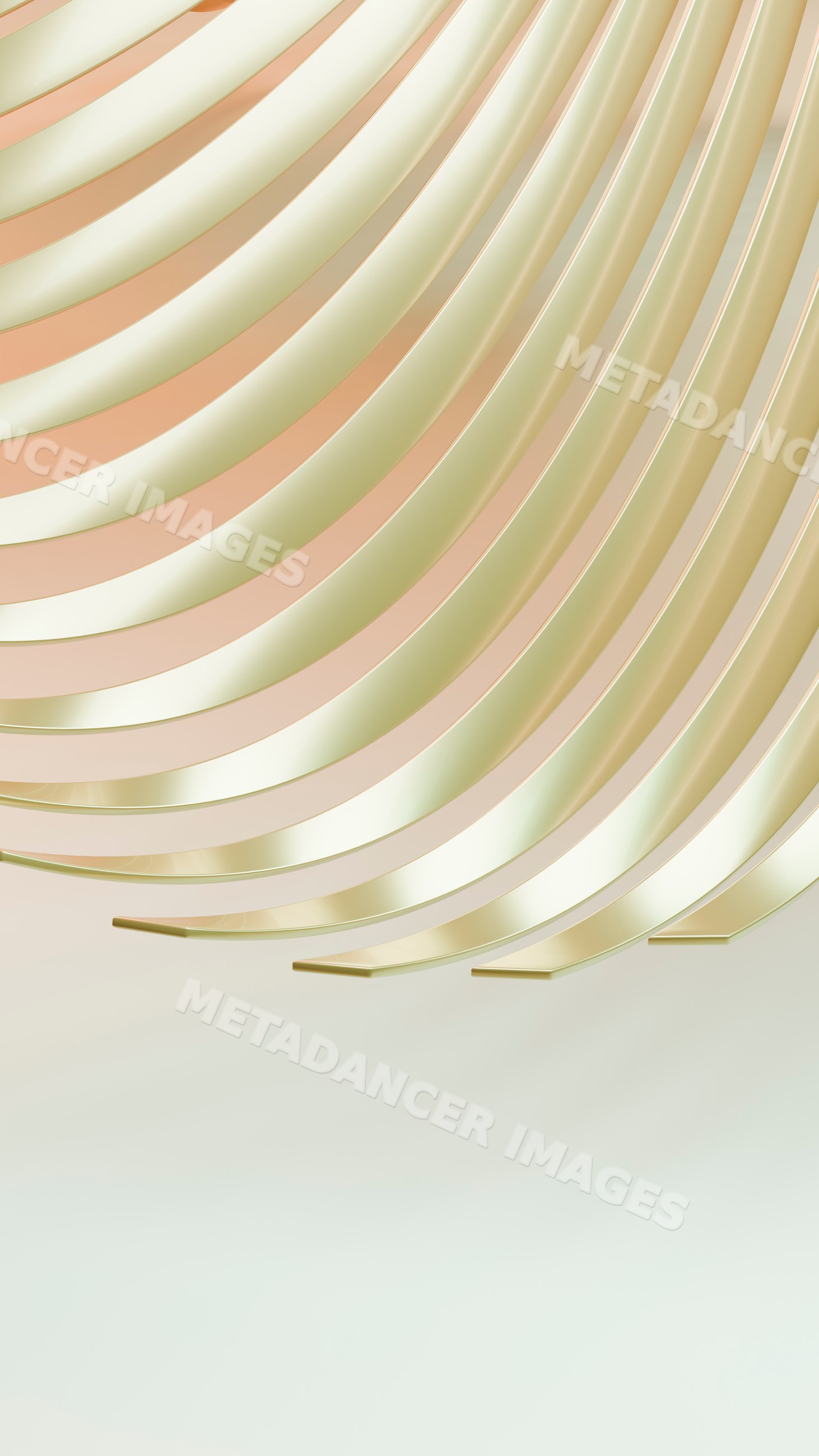 Abstract curved gold metallic bars illustration with smooth
