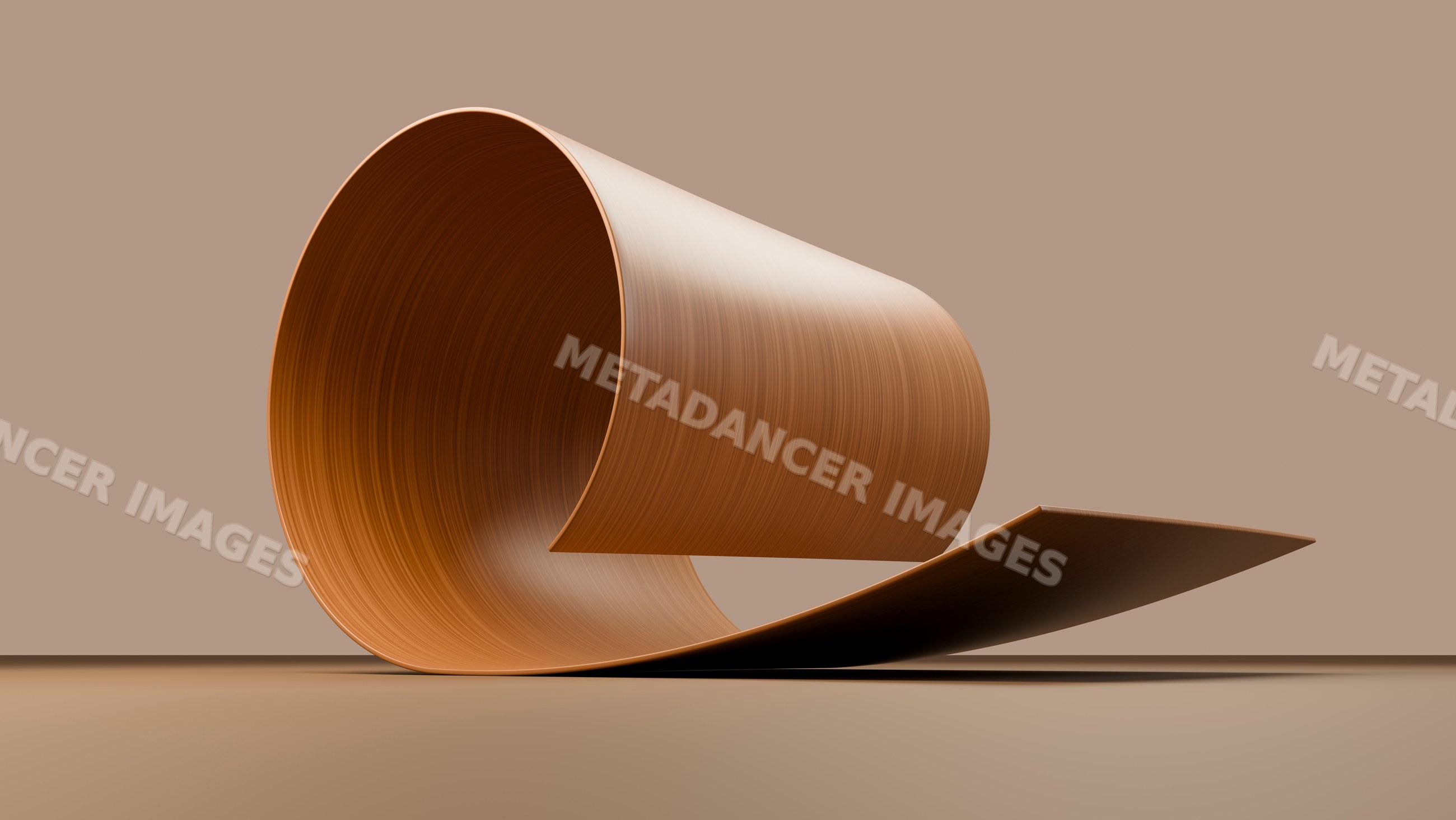 Curled plywood sheet showing wood grain texture