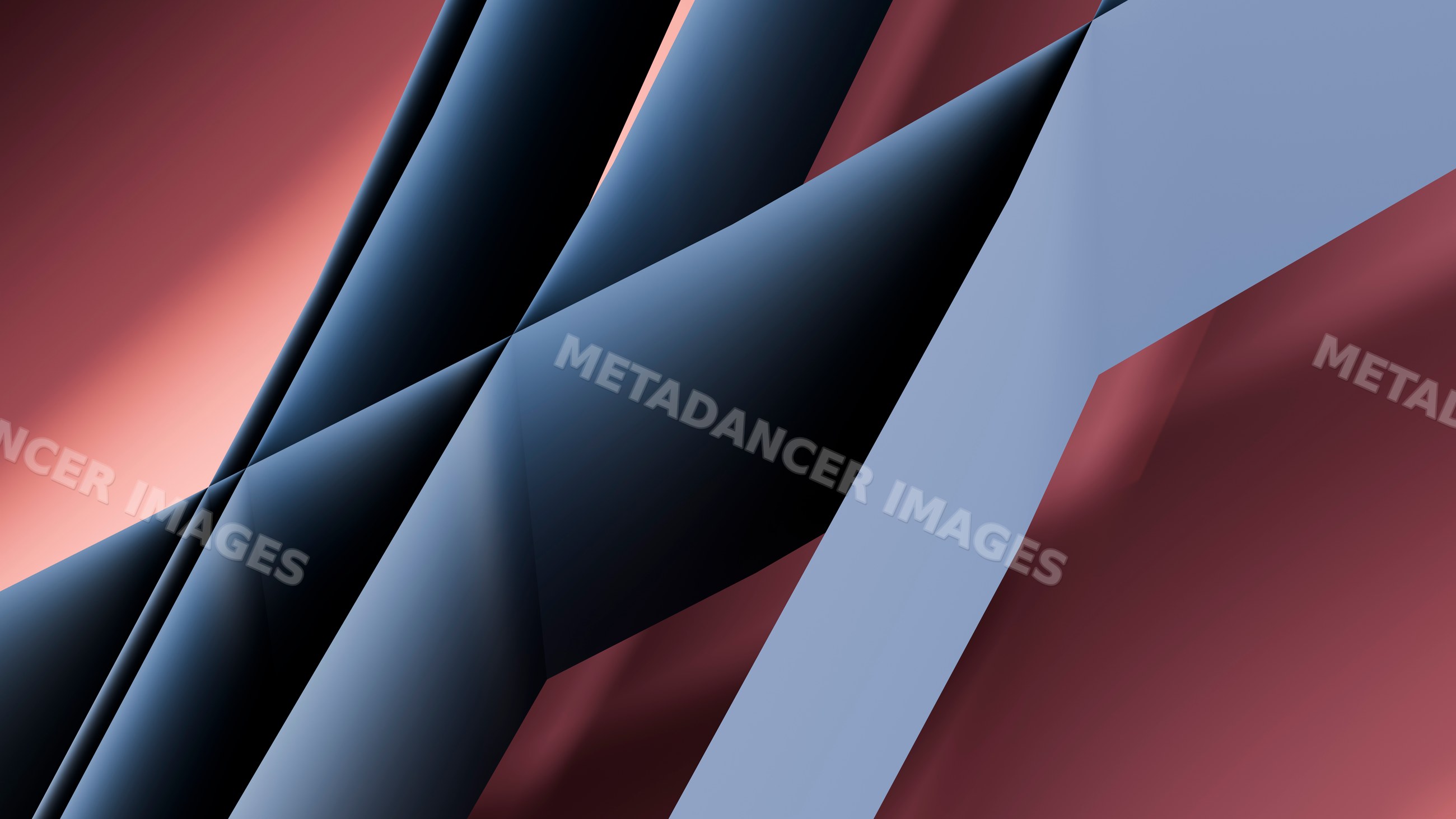 Abstract geometric shapes with blue lines and red gradient background