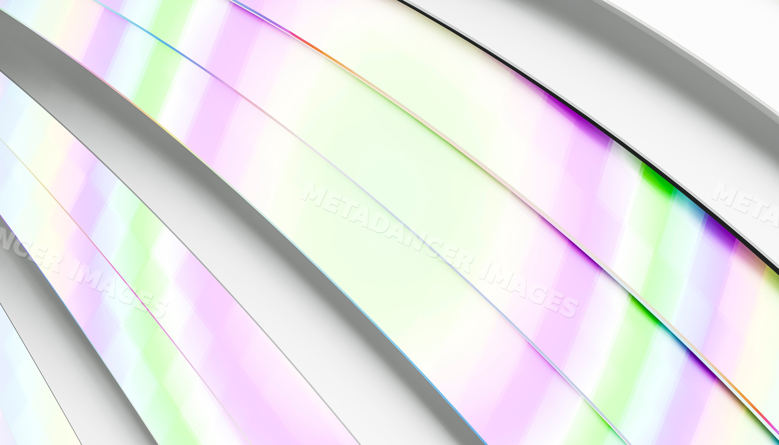 Abstract curved multicolor stripes on smooth white surface