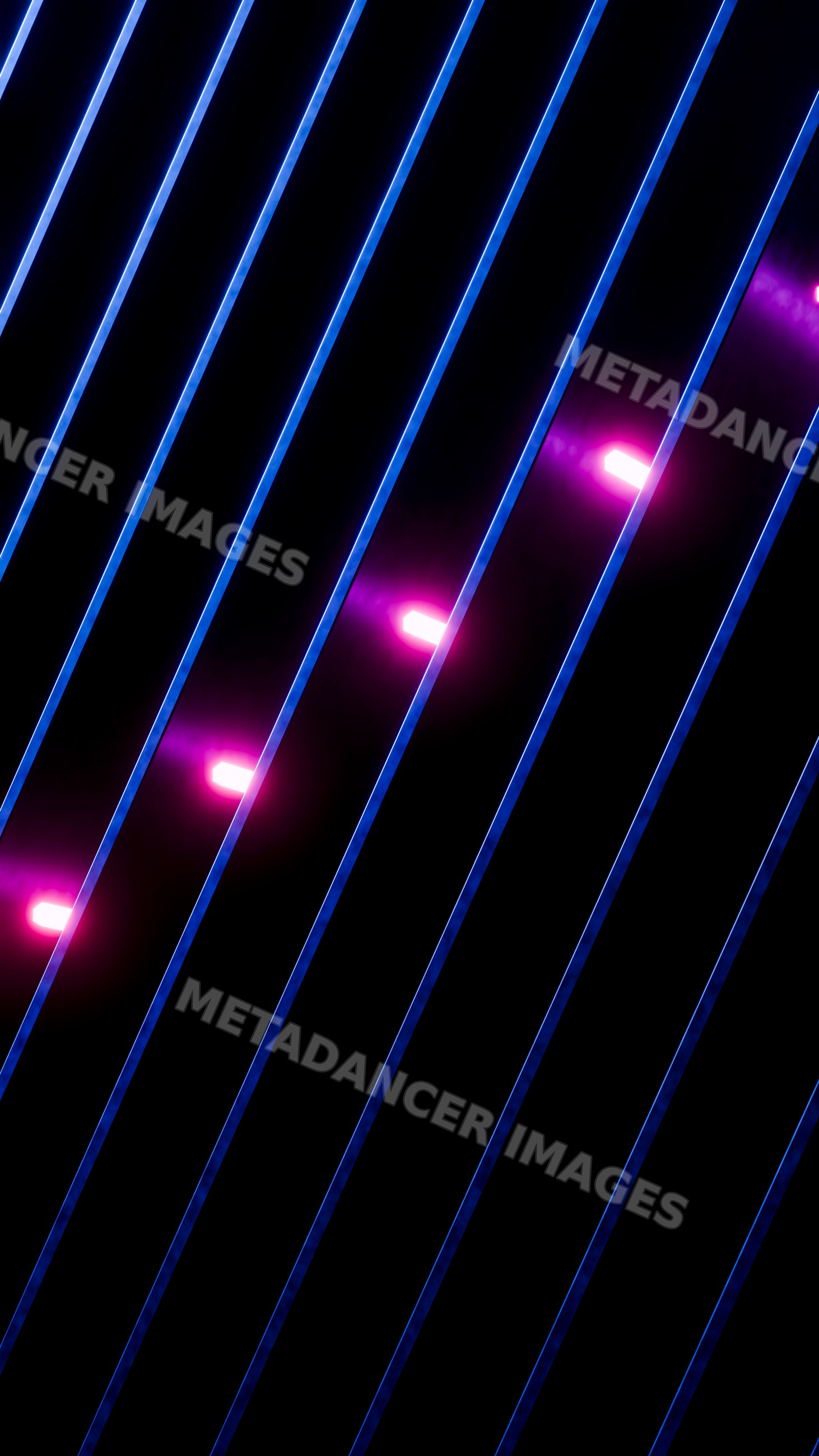 Abstract purple lights shining through diagonal blue lines