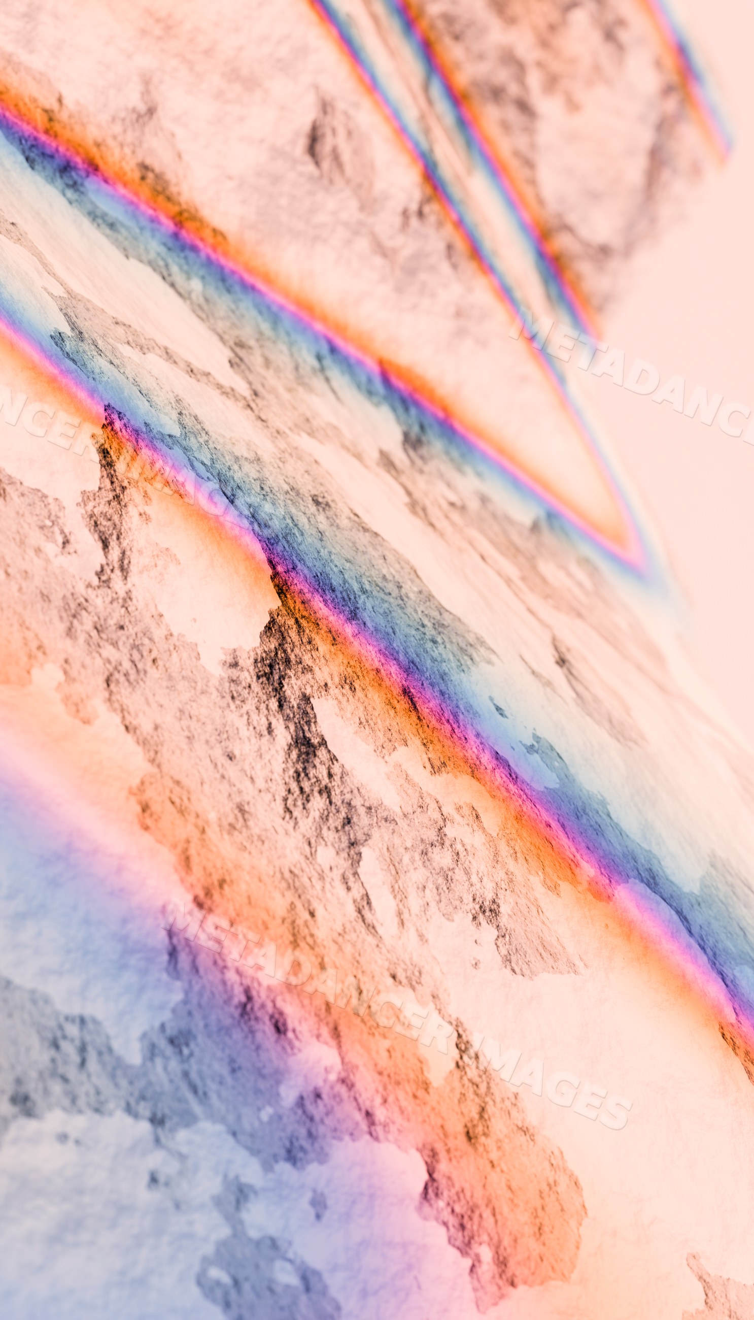 Close-up of crystal mineral surface with colorful light refraction