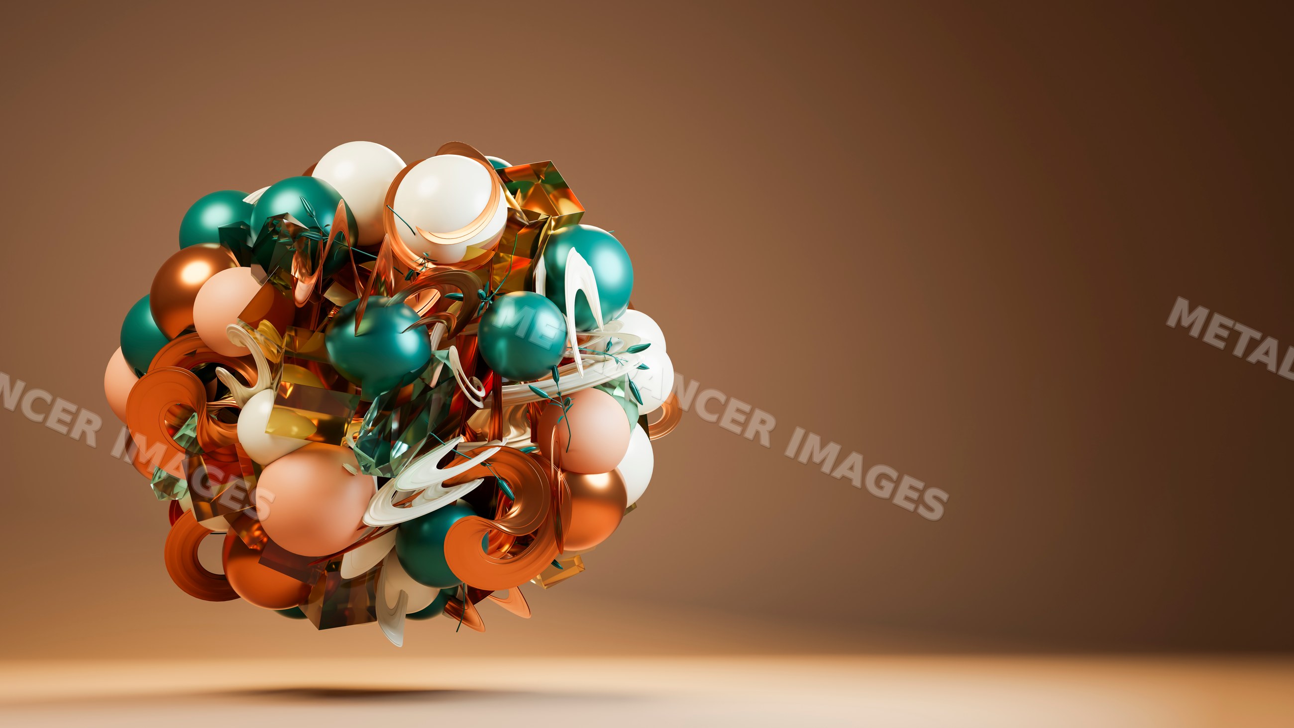 Abstract digital 3d colorful geometric sphere artwork