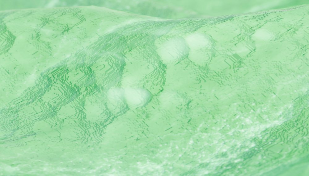 Smooth green digital wave pattern simulated