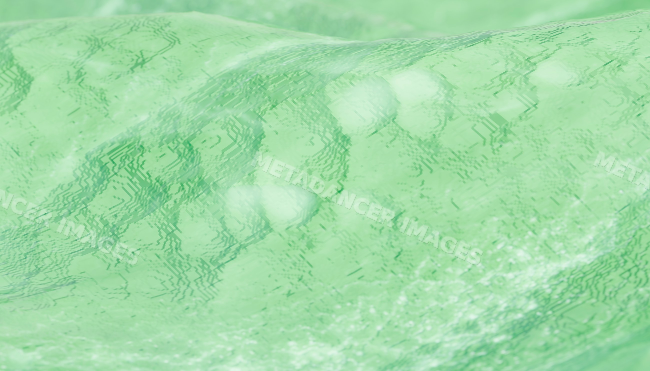 Smooth green digital wave pattern simulated