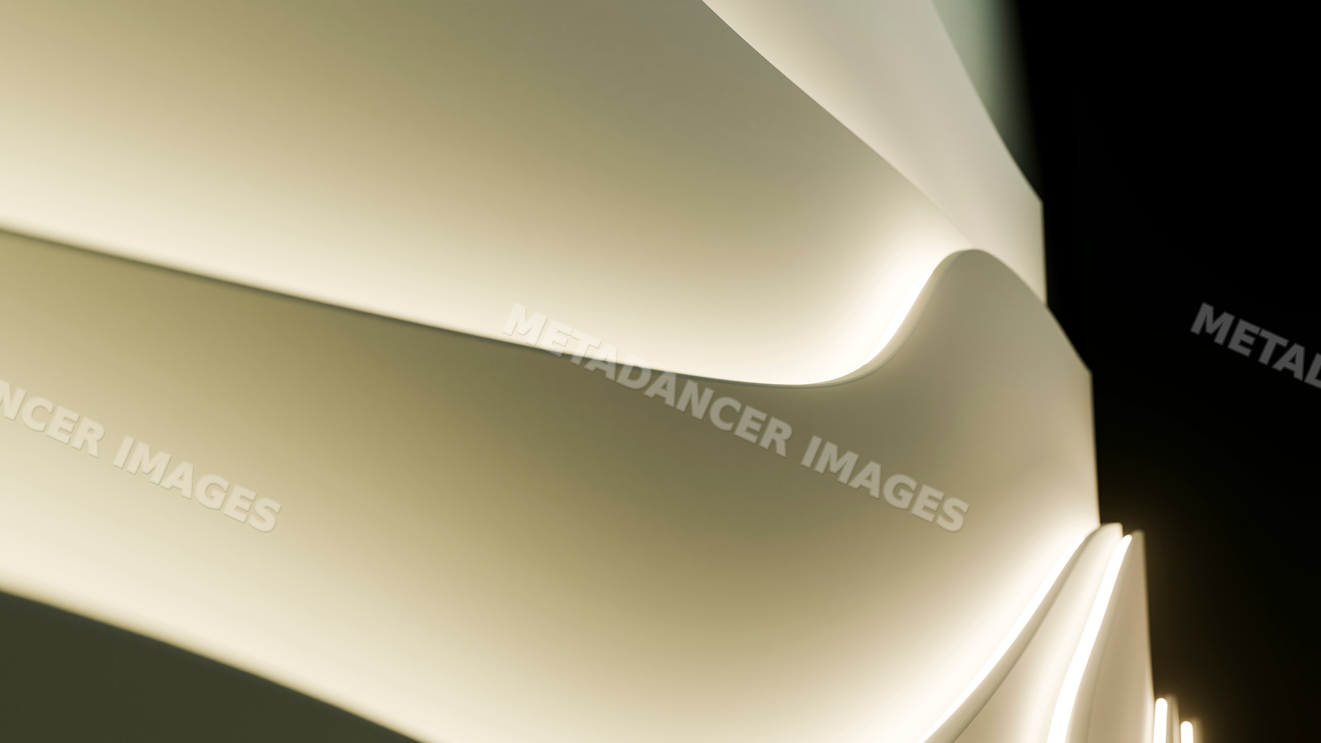 Curved abstract lines with soft white illumination on smooth surface