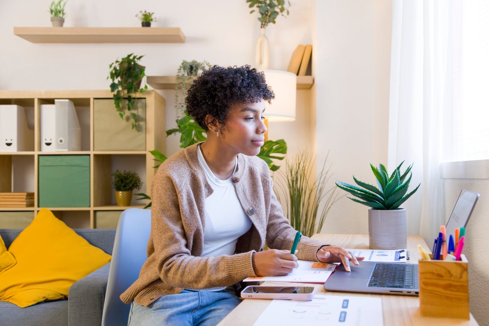 African American woman working