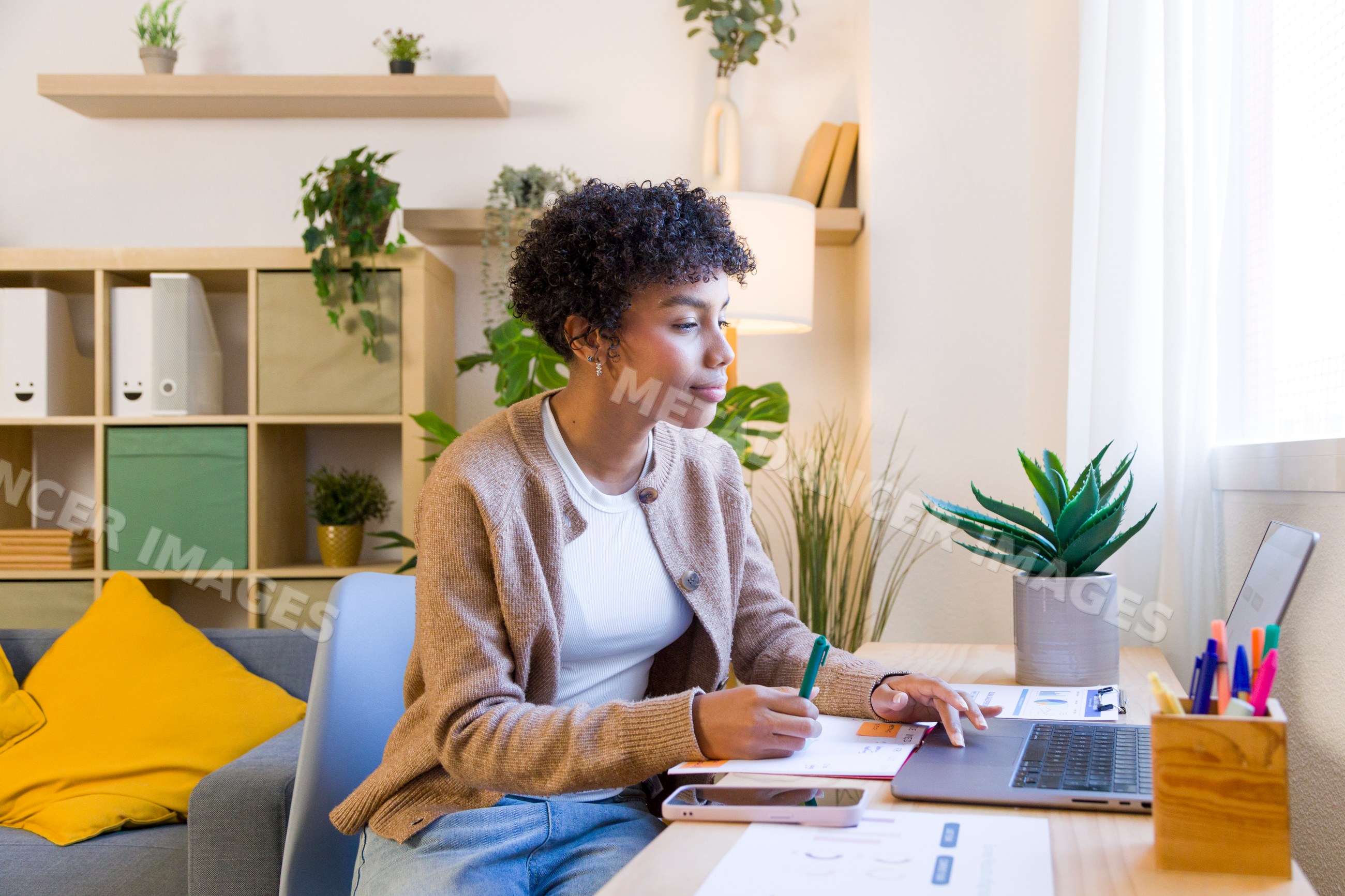 African American woman working
