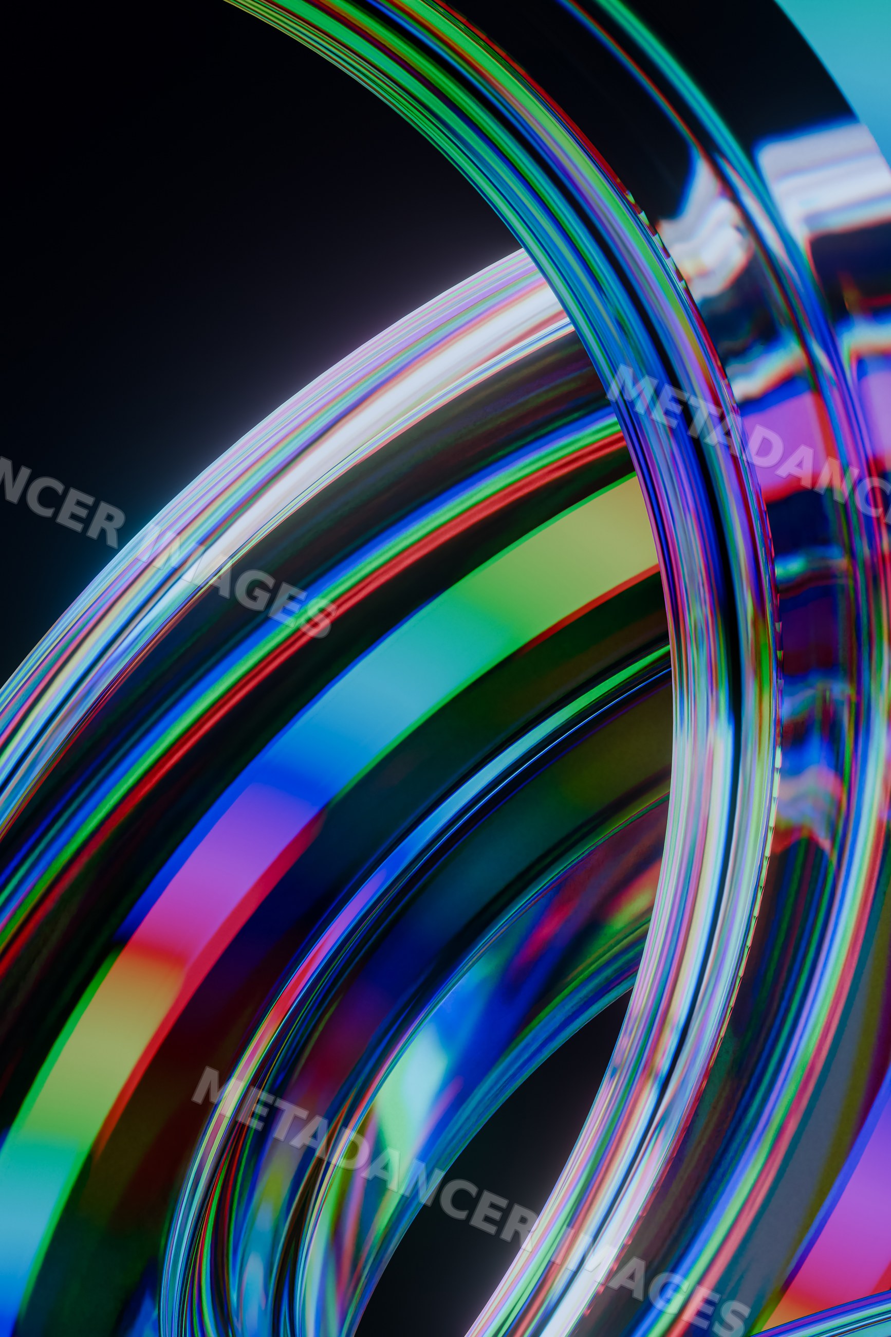 Colorful transparent abstract rings with light reflections