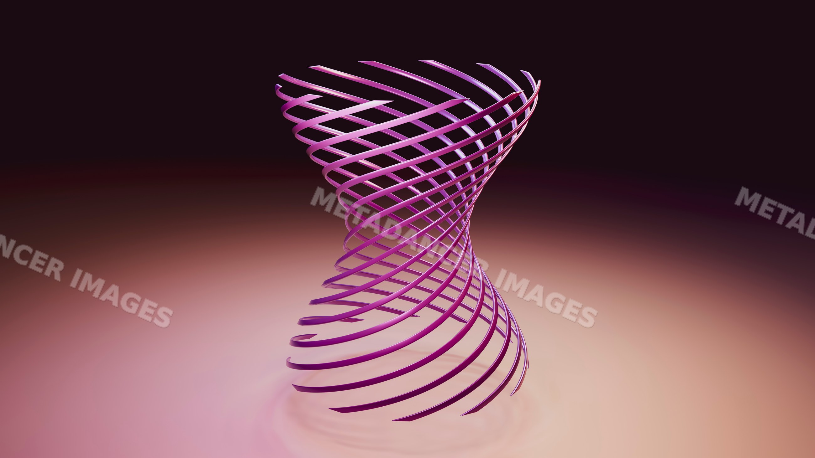 Abstract purple twisted ribbon sculpture in digital 3d illustration