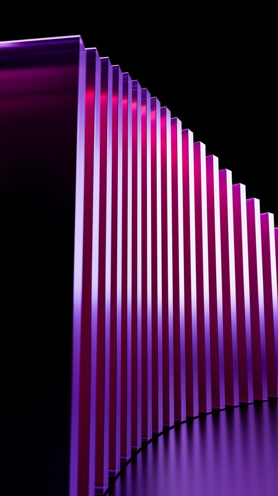 Vertical translucent bars with purple and pink gradients