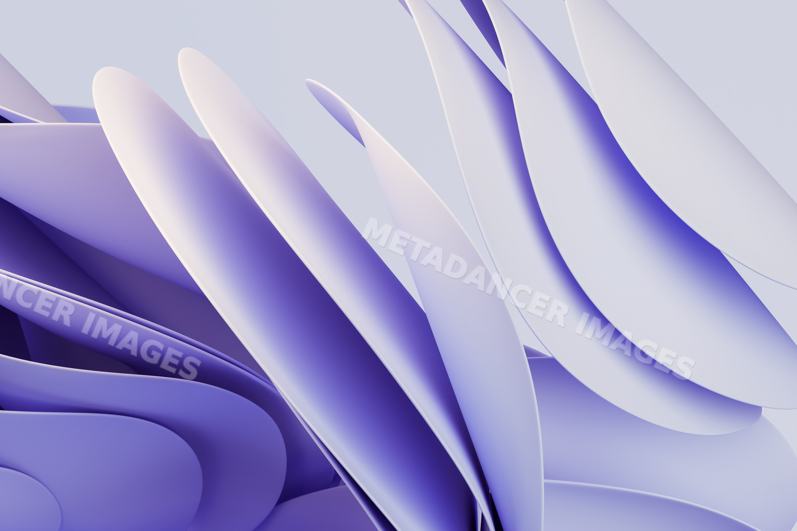 Abstract 3d render of smooth purple curved shapes creating a flowing