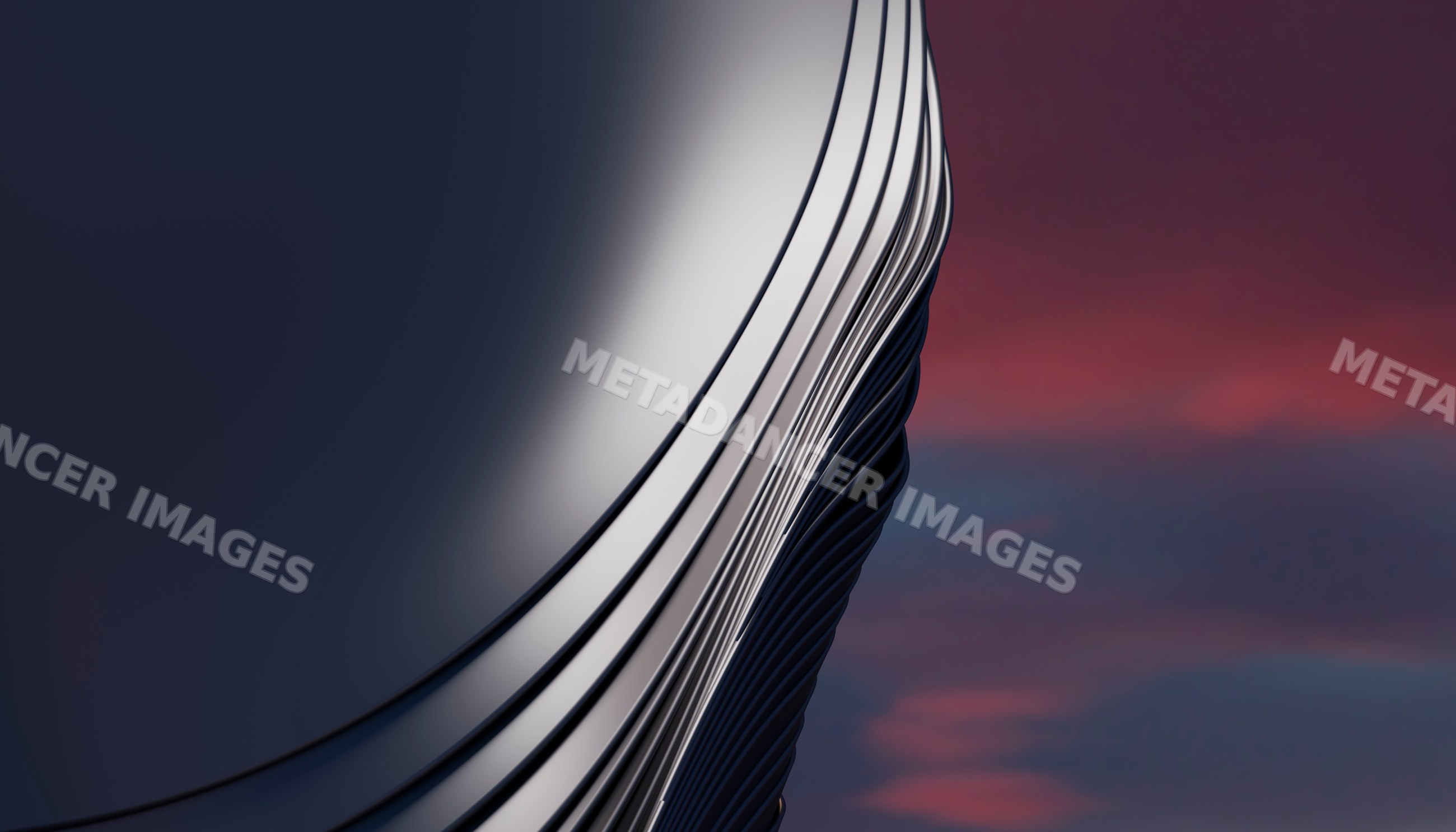 Abstract metallic sculpture with flowing curved lines
