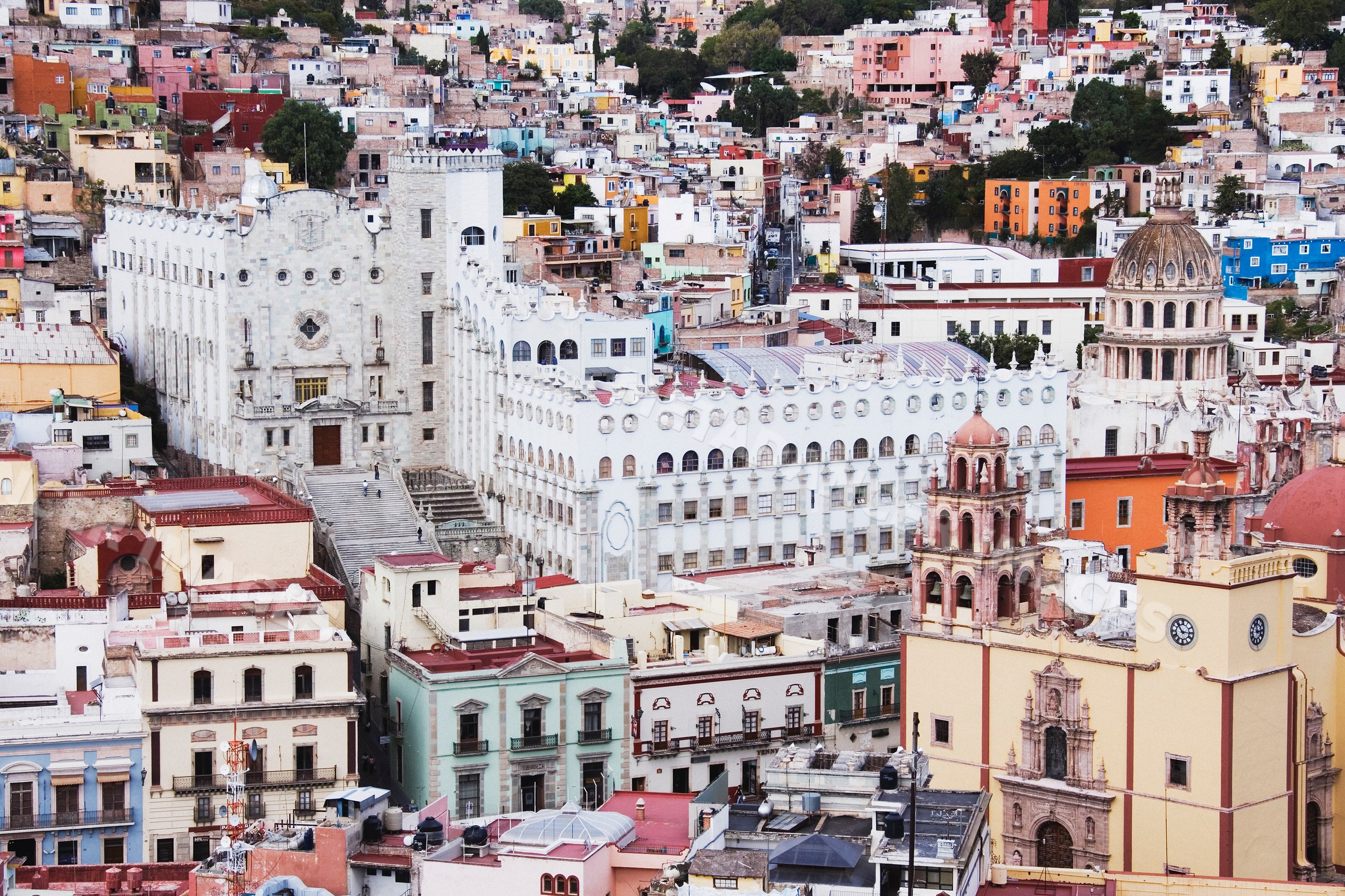 Cityscape of guanajuato featuring colorful historic colonial buildings