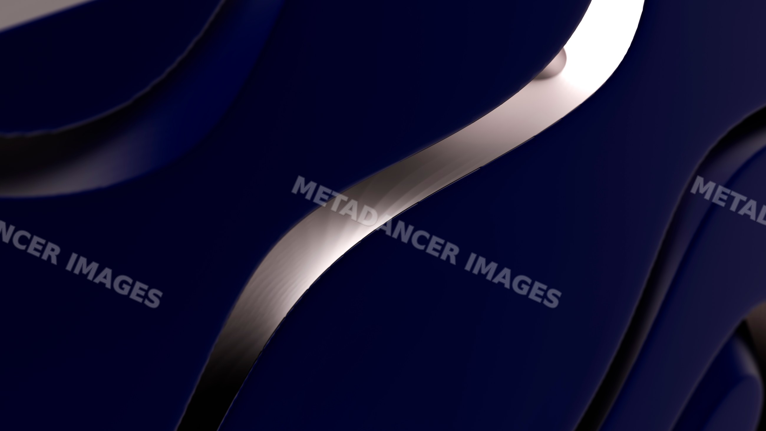 Smooth abstract dark blue curves with metallic reflections