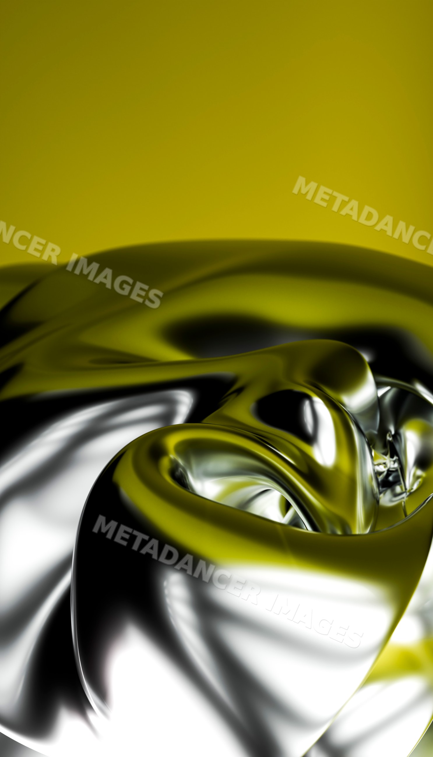Abstract liquid metallic surface with reflective silver folds