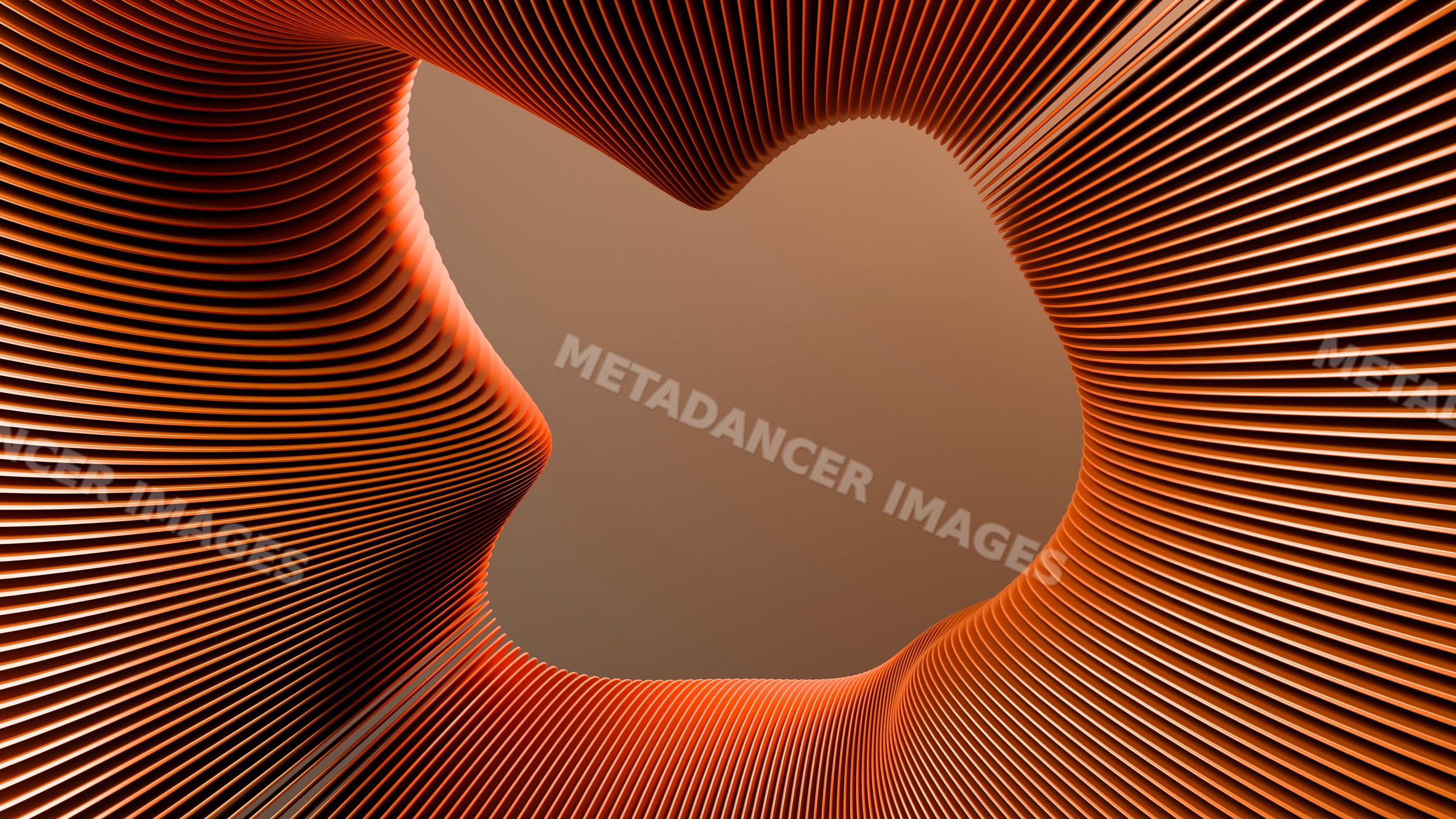 Abstract orange curved lines forming dynamic 3d wave pattern