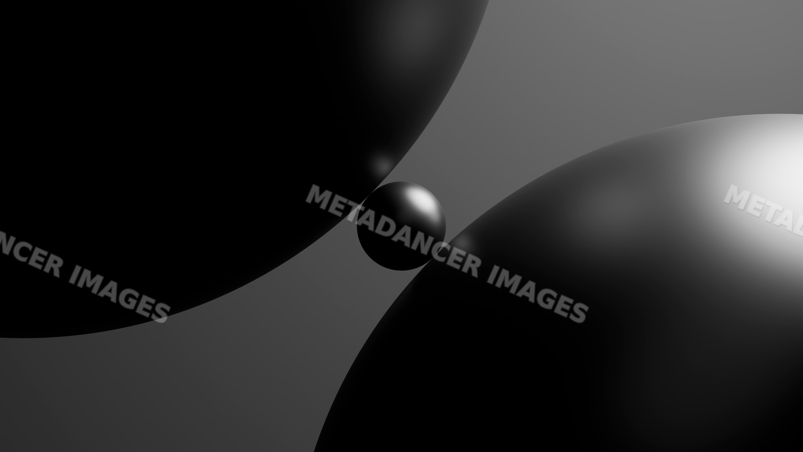 Three black glossy spheres in abstract 3d digital illustration