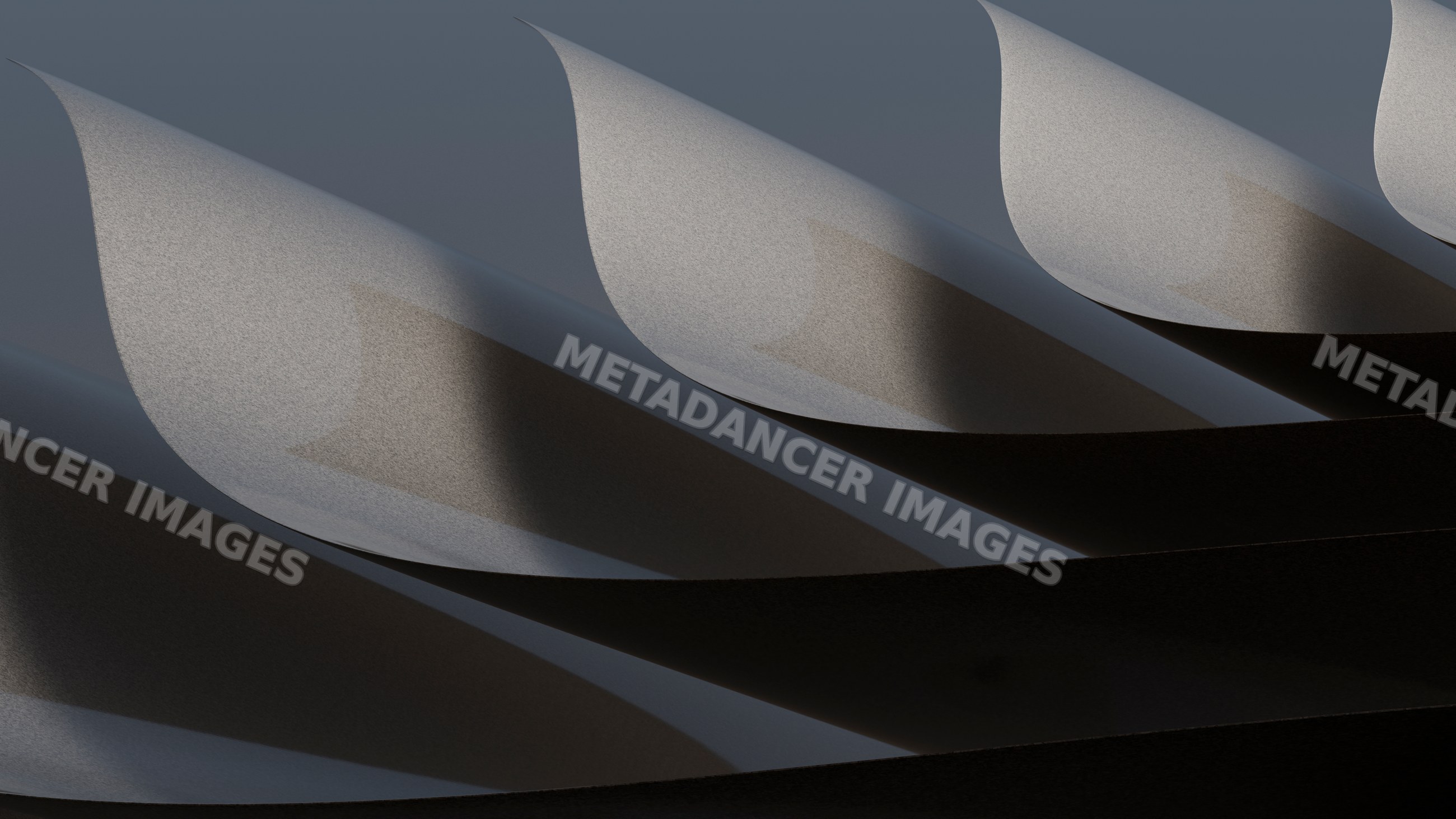 Abstract pattern of curved folded papers with shadows and textures