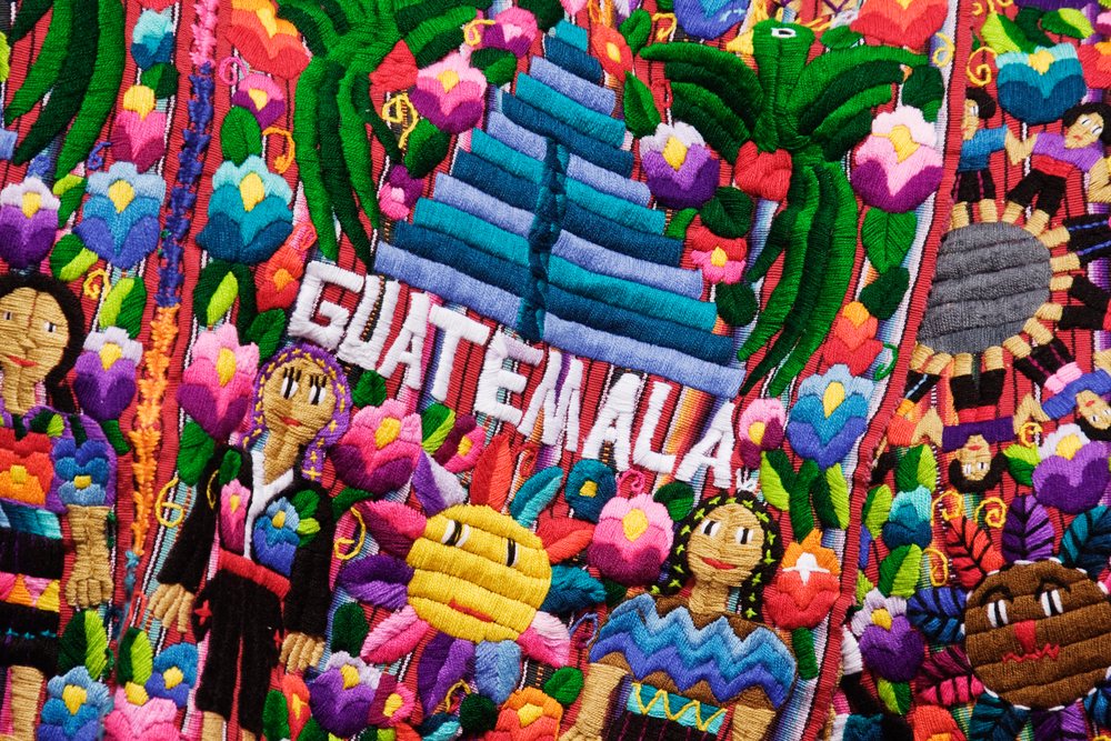 Colorful tapestry embroidery guatemala