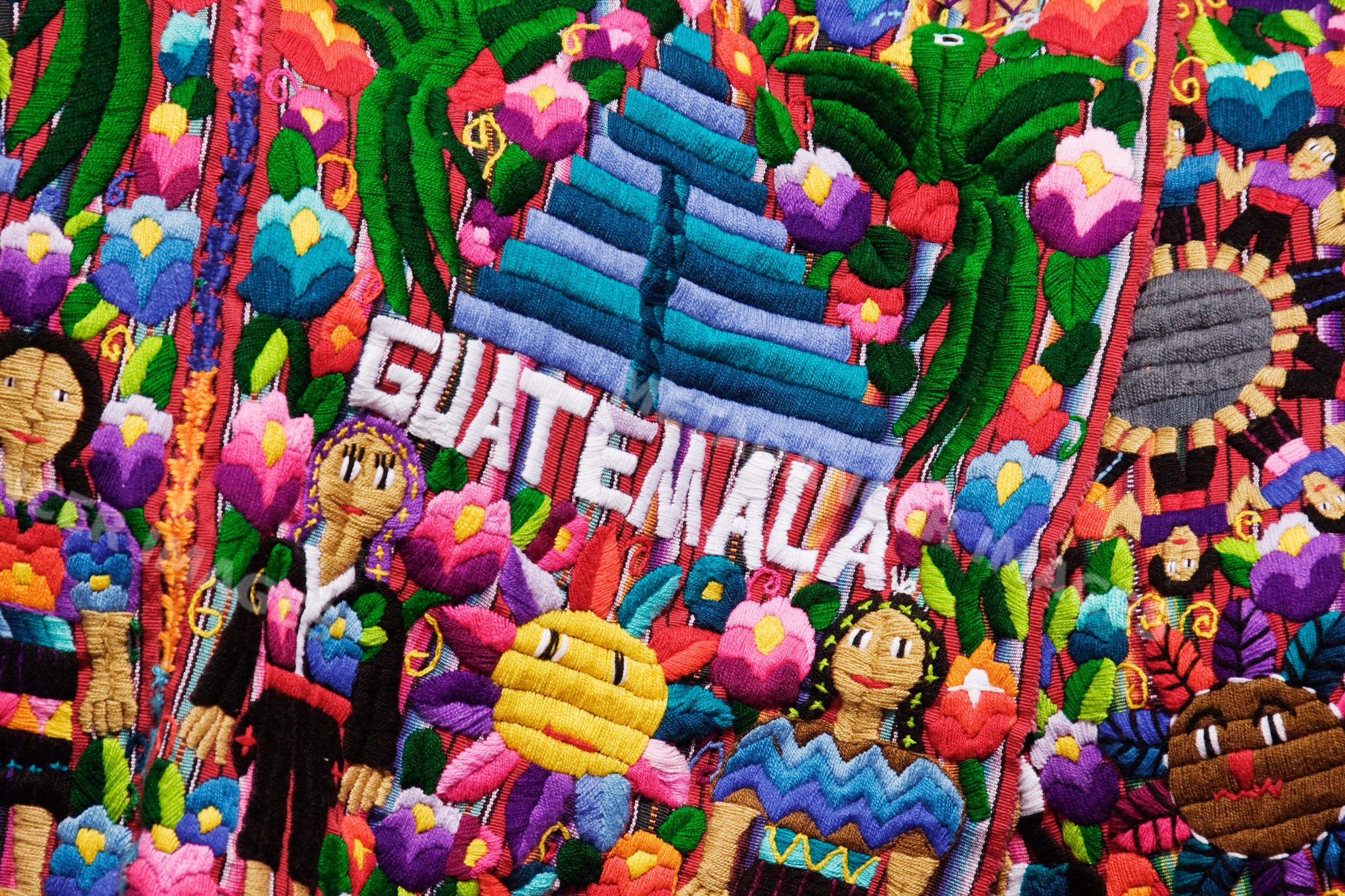 Colorful tapestry embroidery guatemala