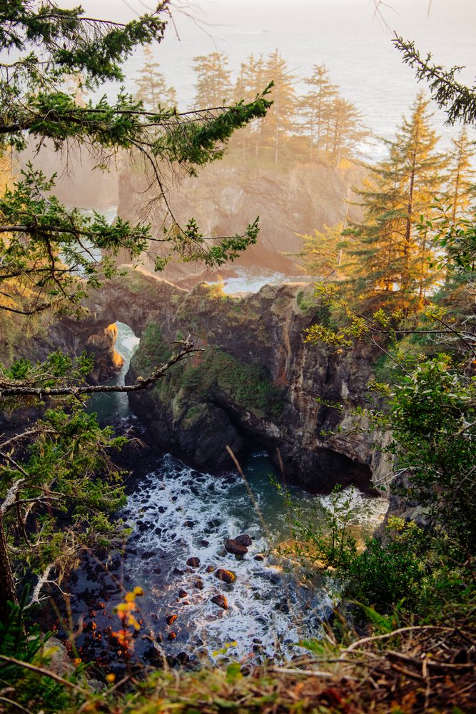 Rock arch at ocean cove Oregon