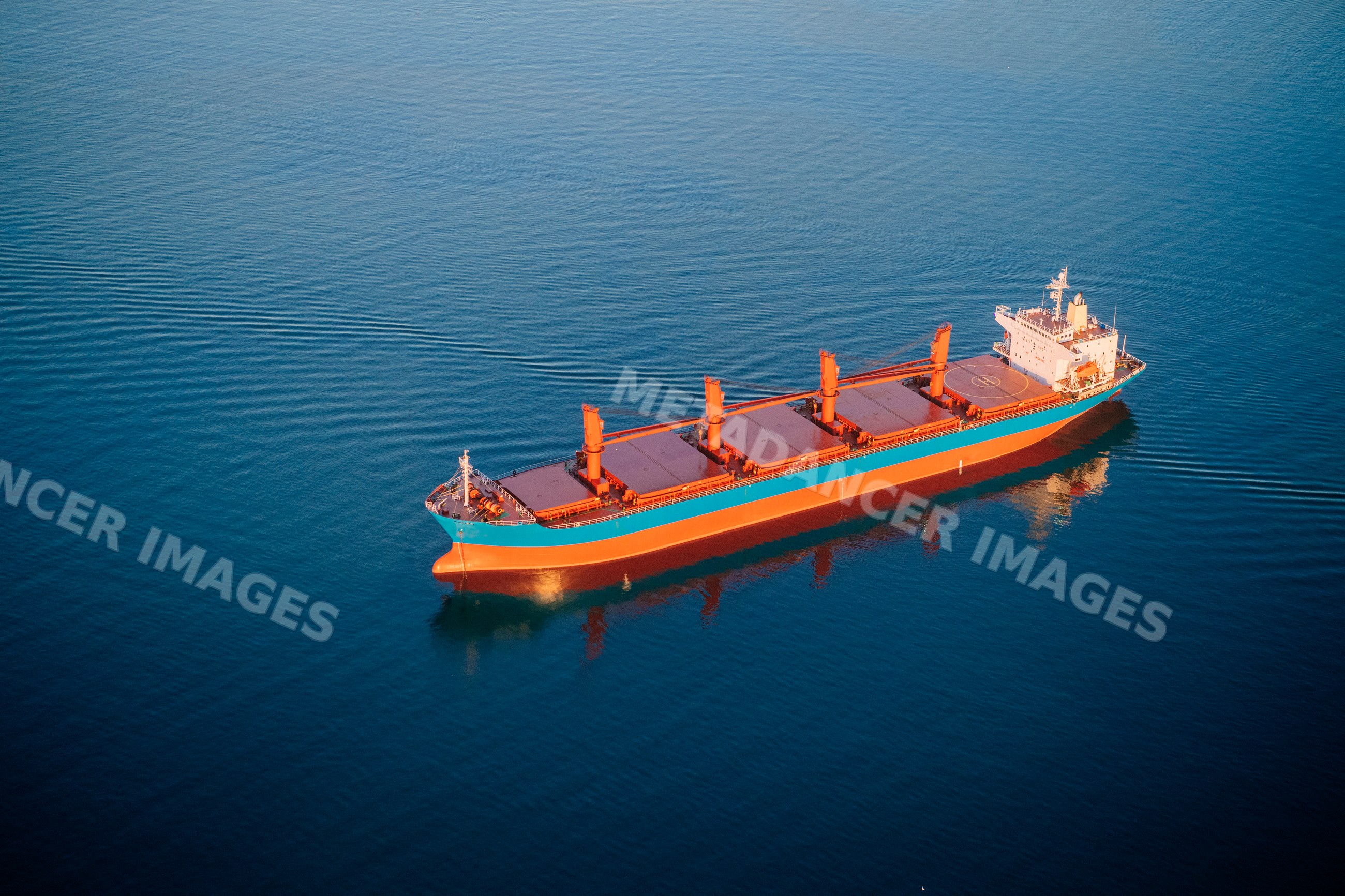 Cargo ship bulk carrier sailing on ocean at the Port of Long Beach