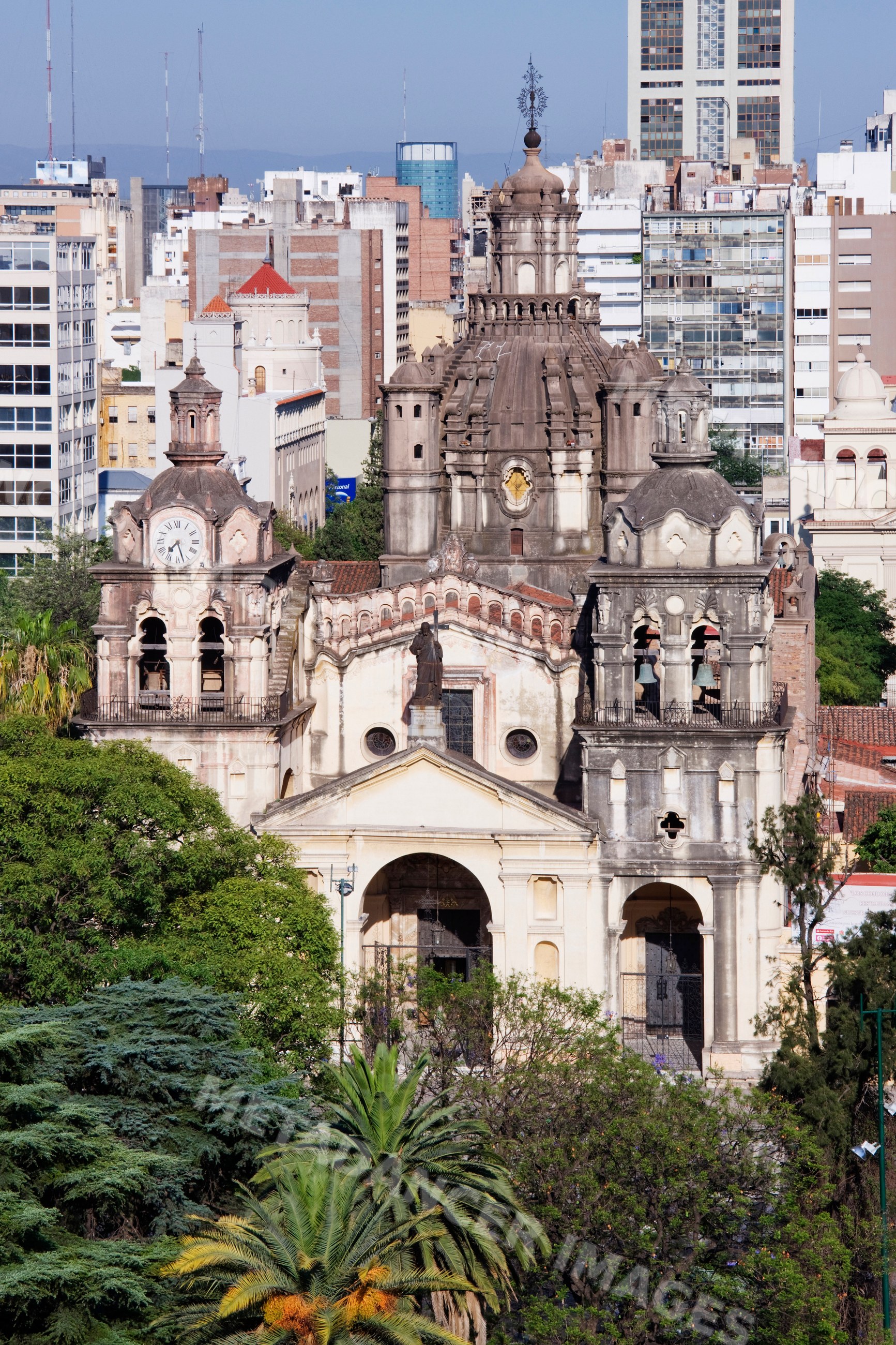 Cordoba cathedral historic facade and towers argentina