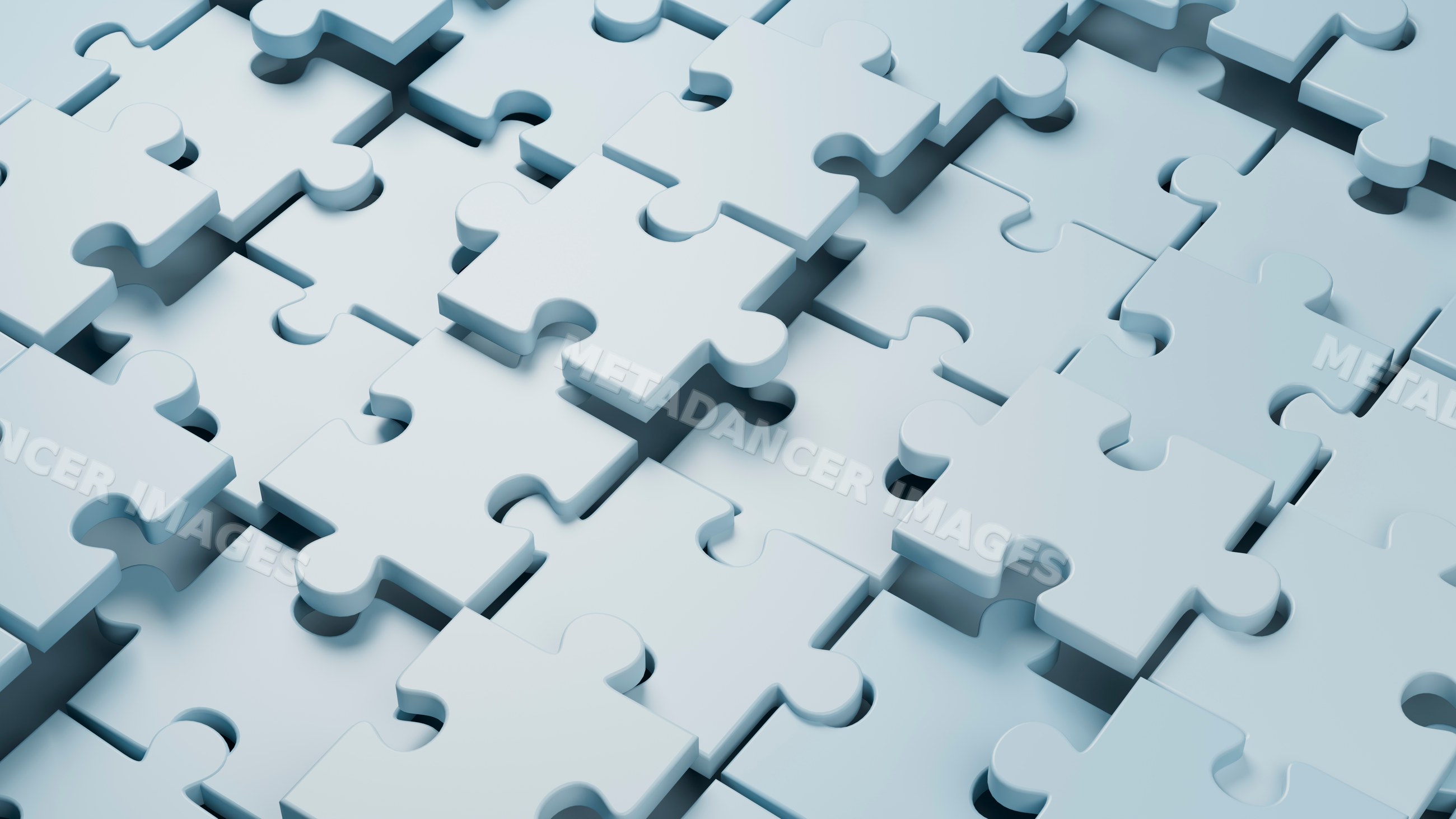 Blue 3d interlocking puzzle pieces forming geometric pattern